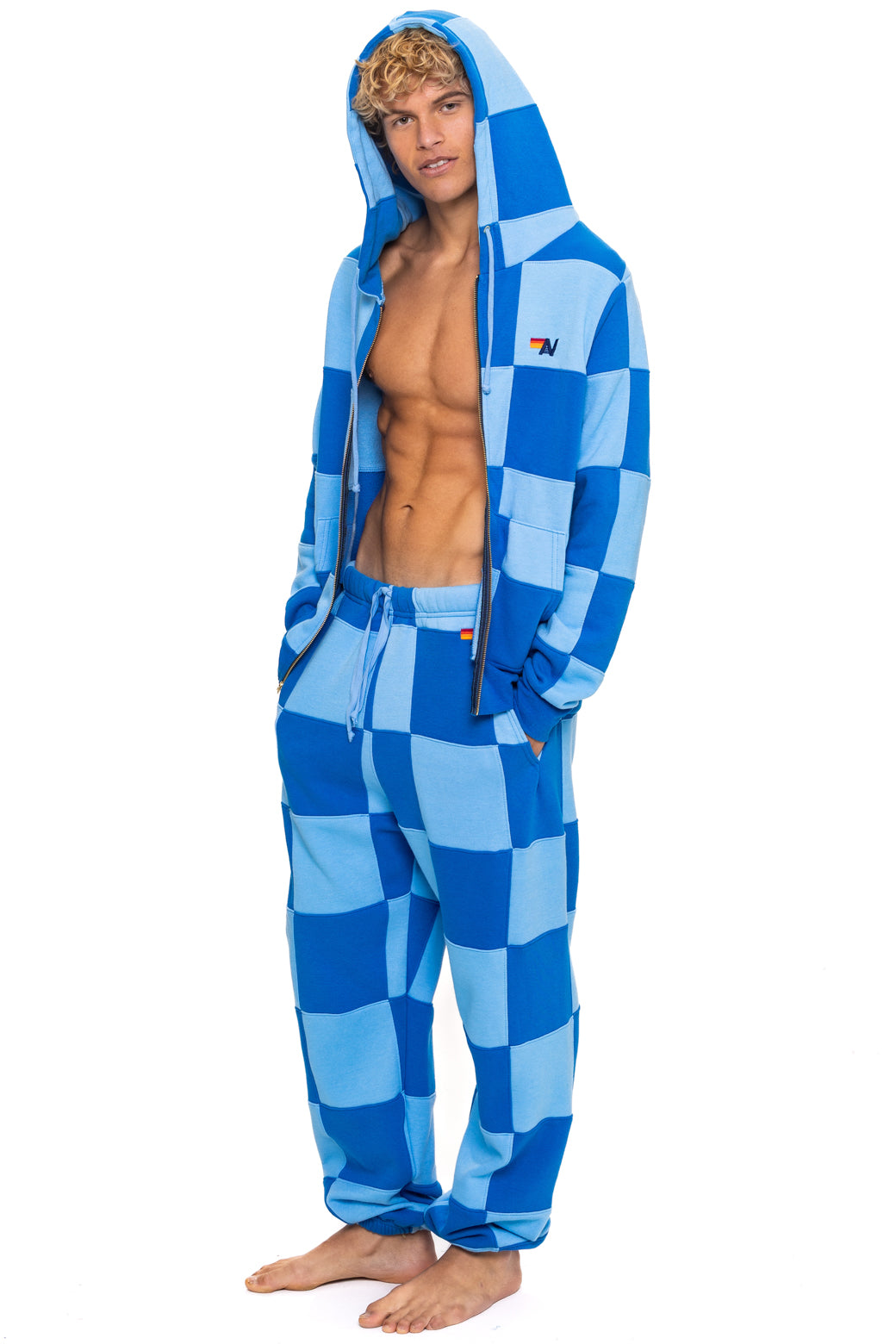 CHECK QUILT ZIP HOODIE - SKY // ADVENTURE BLUE - Image 4