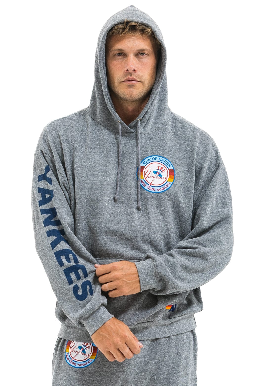 NY YANKEES RELAXED PULLOVER HOODIE - HEATHER GREY - Image 2