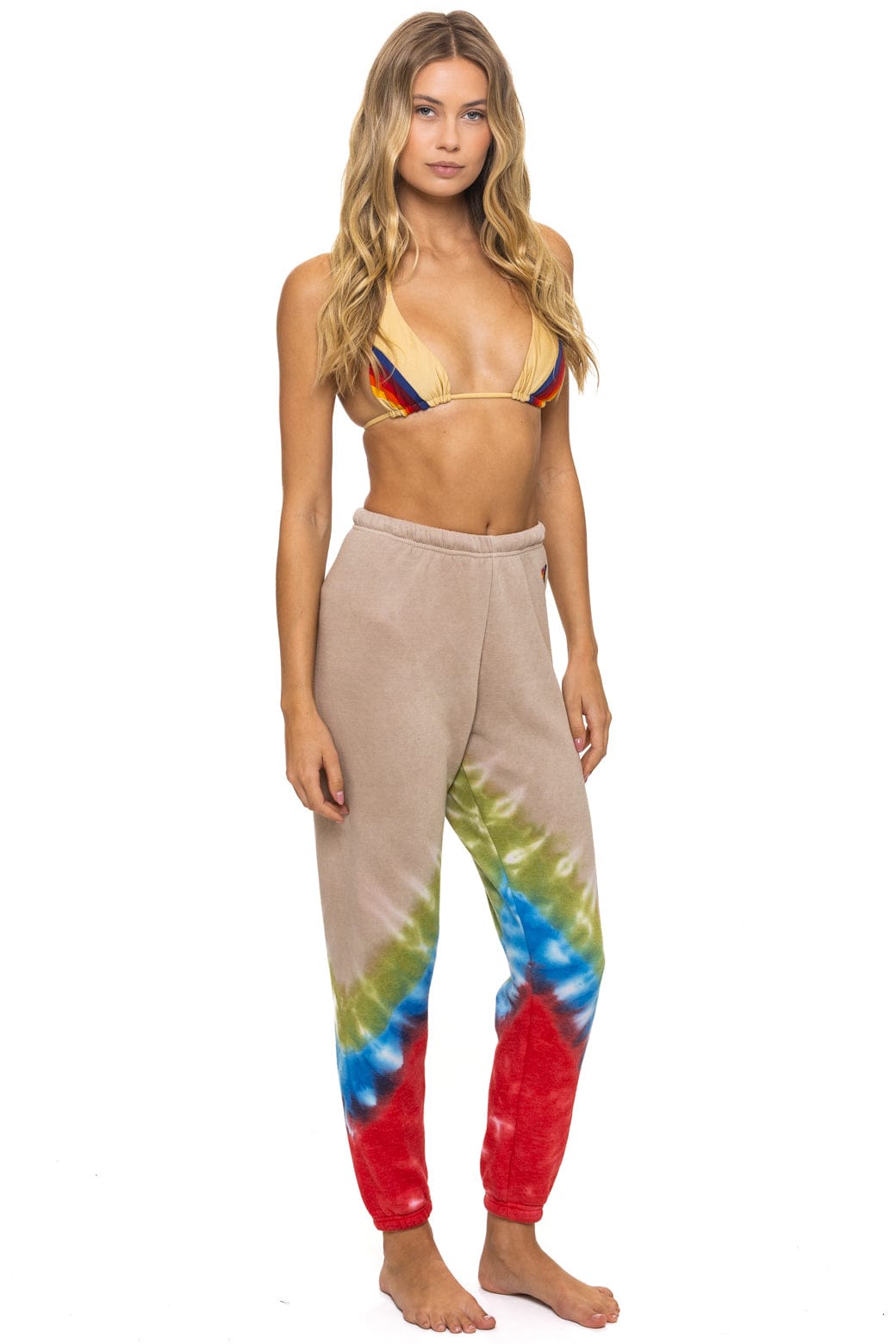 HAND DYED V SWEATPANTS - TIE DYE SAND // BLUE RED - Image 5