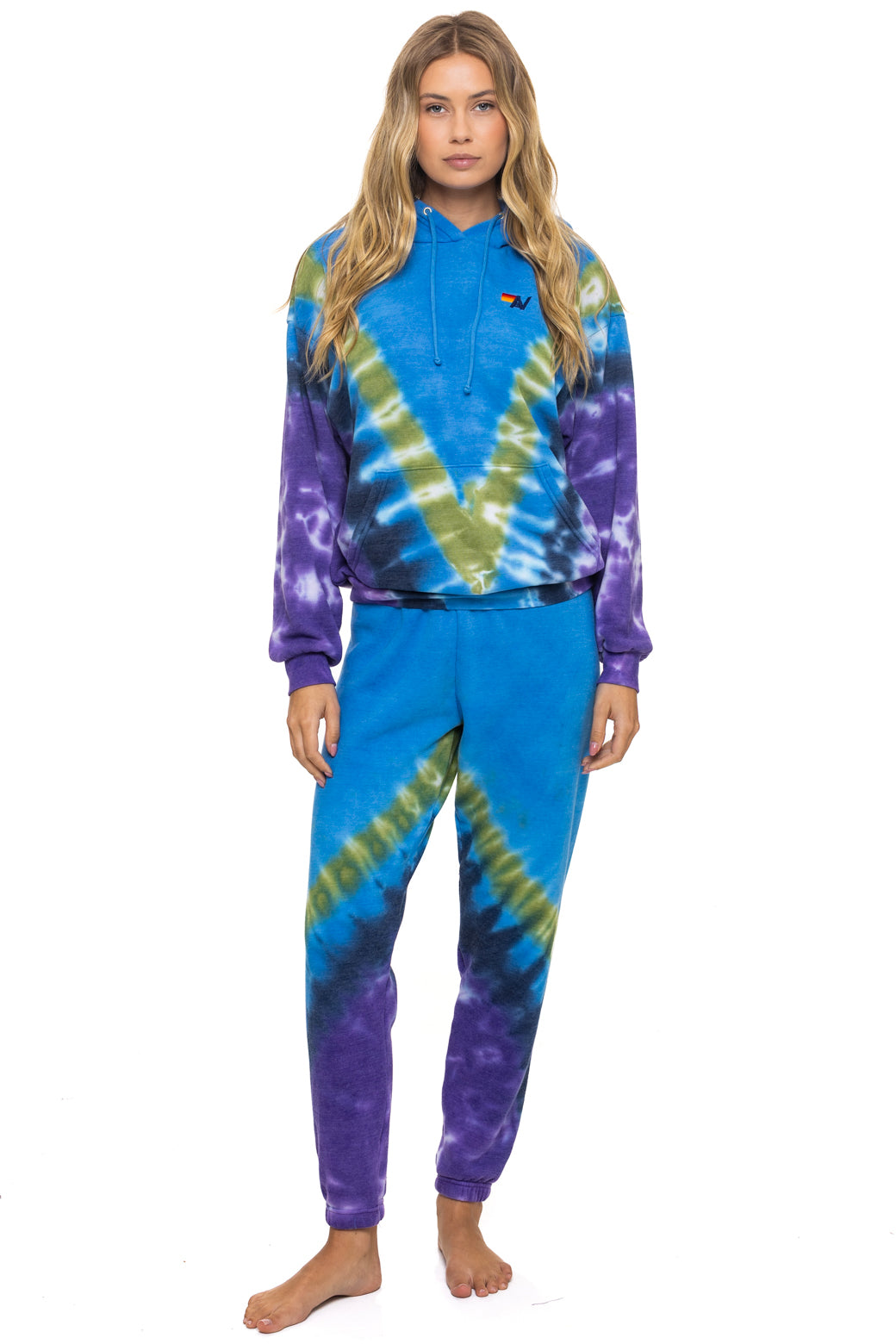 HAND DYED V SWEATPANTS - TIE DYE OCEAN // PURPLE - Image 2