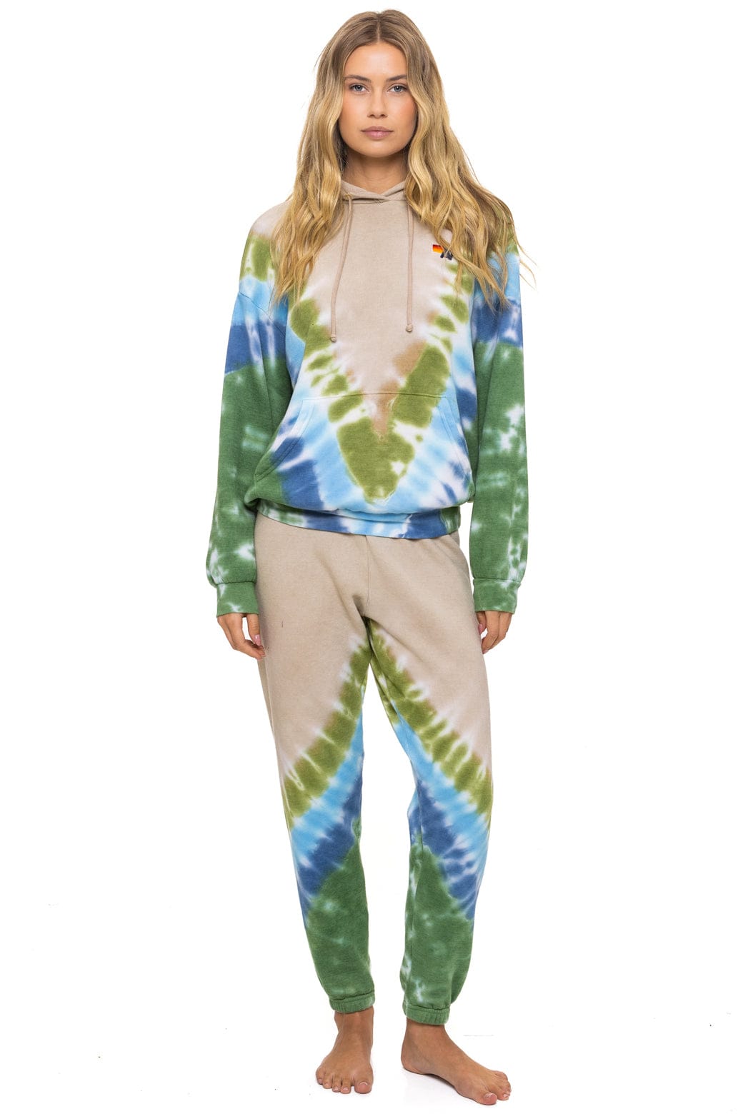 HAND DYED V SWEATPANTS - TIE DYE SAND // BLUE GREEN - Image 2