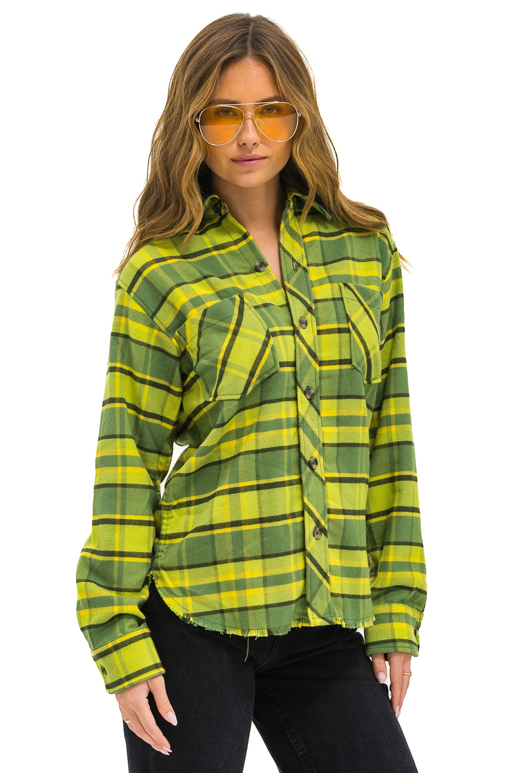 PLAID FLANNEL WESTERN SHIRT - AVOCADO PLAID - Image 3