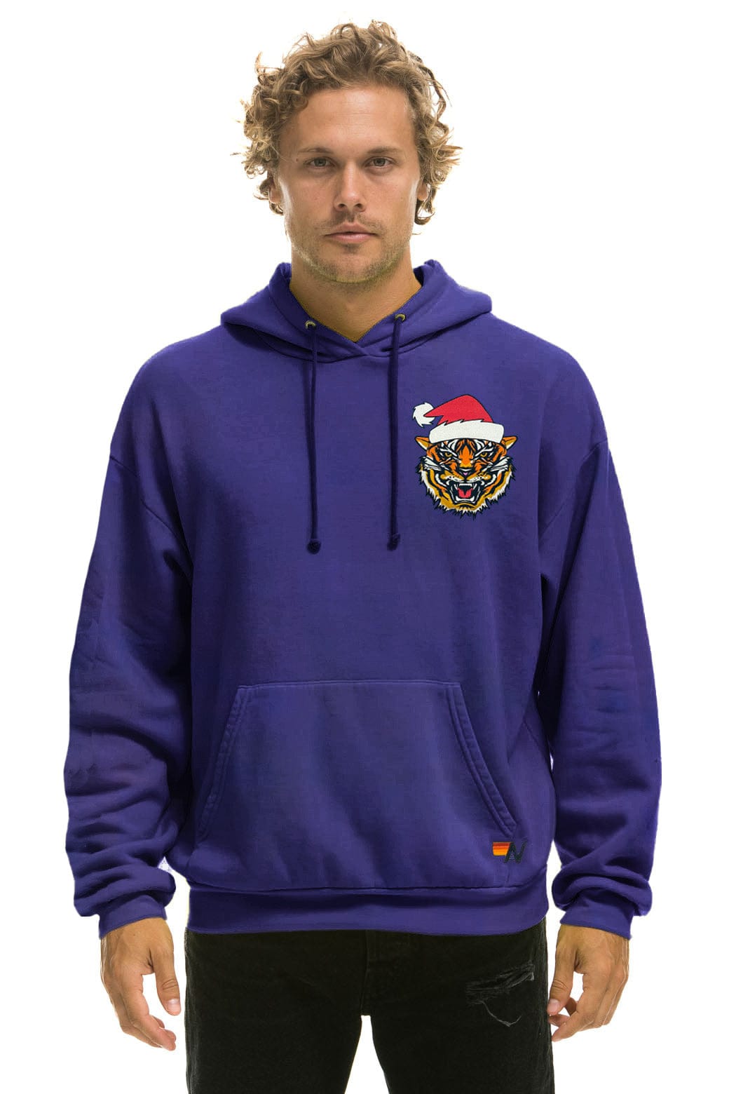 SANTA TIGER RELAXED PULLOVER HOODIE - PURPLE - Image 2