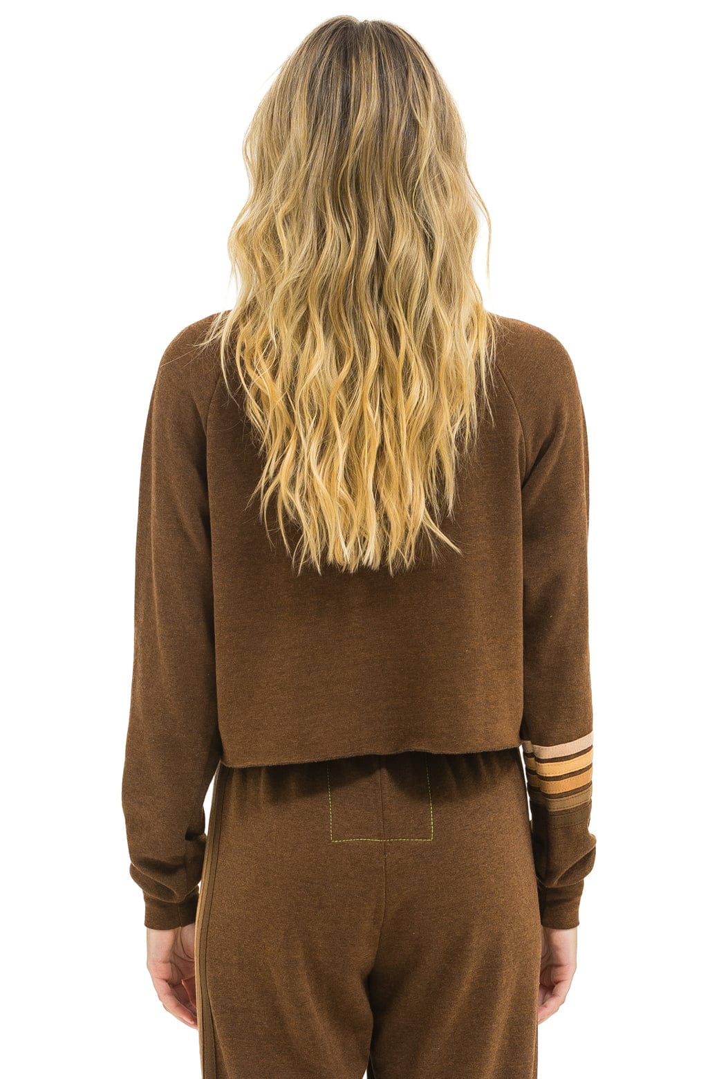 BOLT RUGBY STITCH CROPPED CREW SWEATSHIRT - CHOCOLATE // ESPRESSO - Image 3
