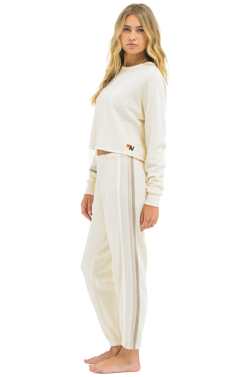 BOLT RUGBY STITCH CROPPED CREW SWEATSHIRT - VINTAGE WHITE // WHITE GREY - Image 5