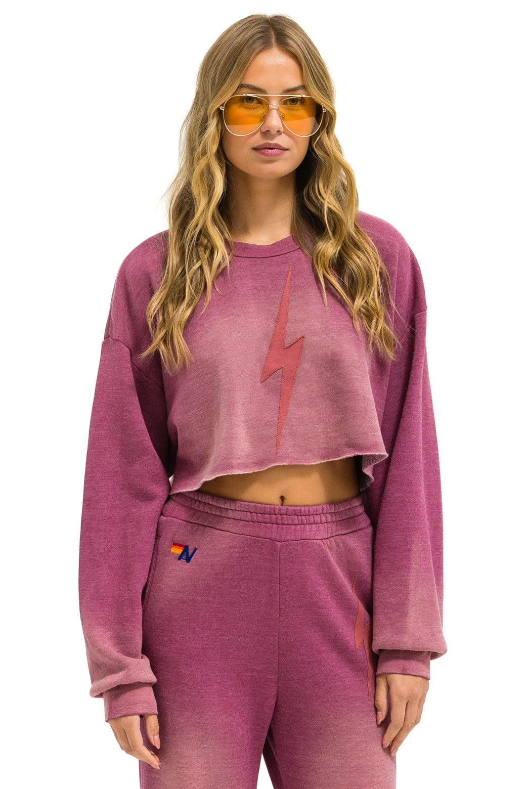 BOLT STITCH CROPPED CREW SWEATSHIRT RELAXED - FADED BERRY - Image 2