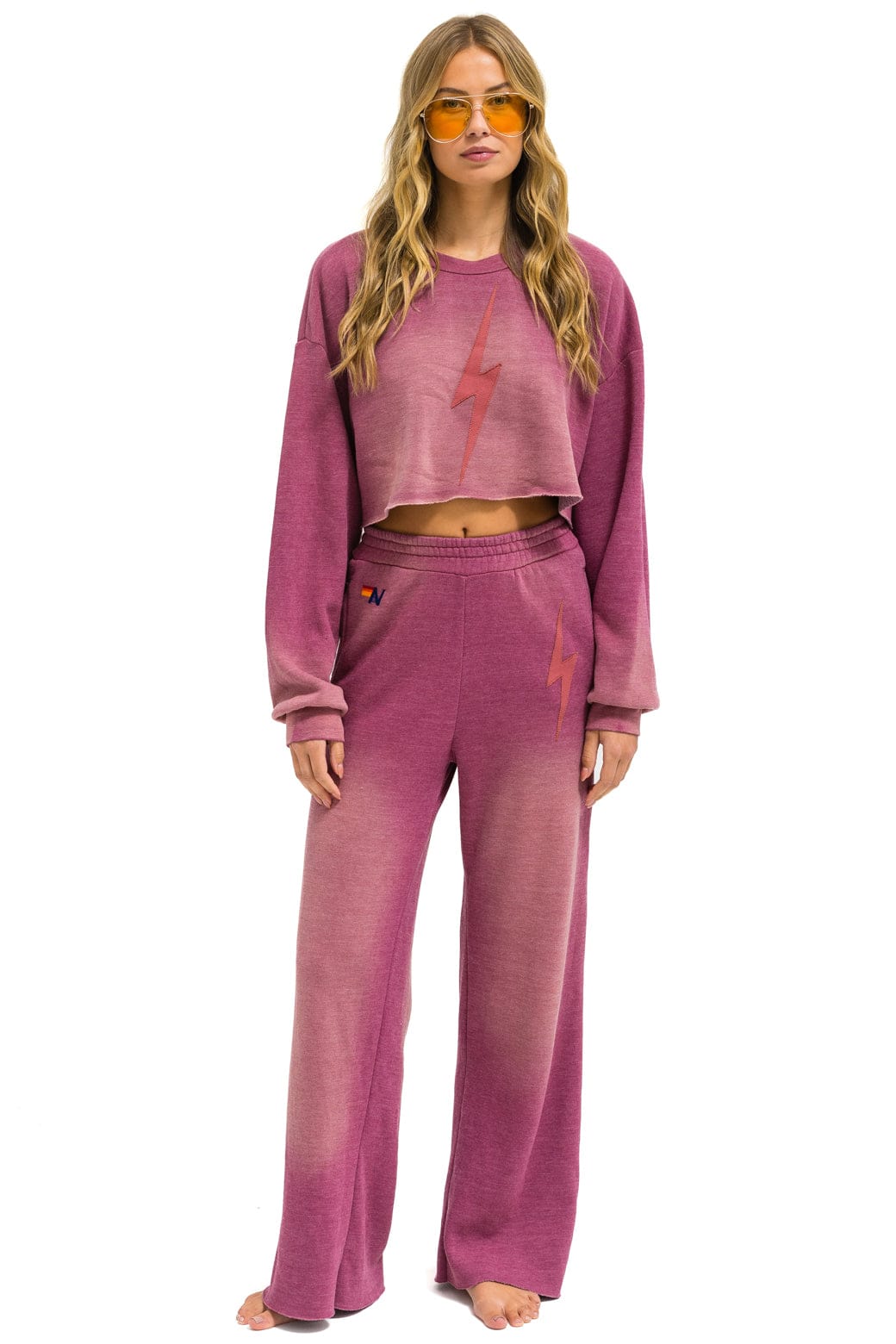 BOLT STITCH CROPPED CREW SWEATSHIRT RELAXED - FADED BERRY - Image 5