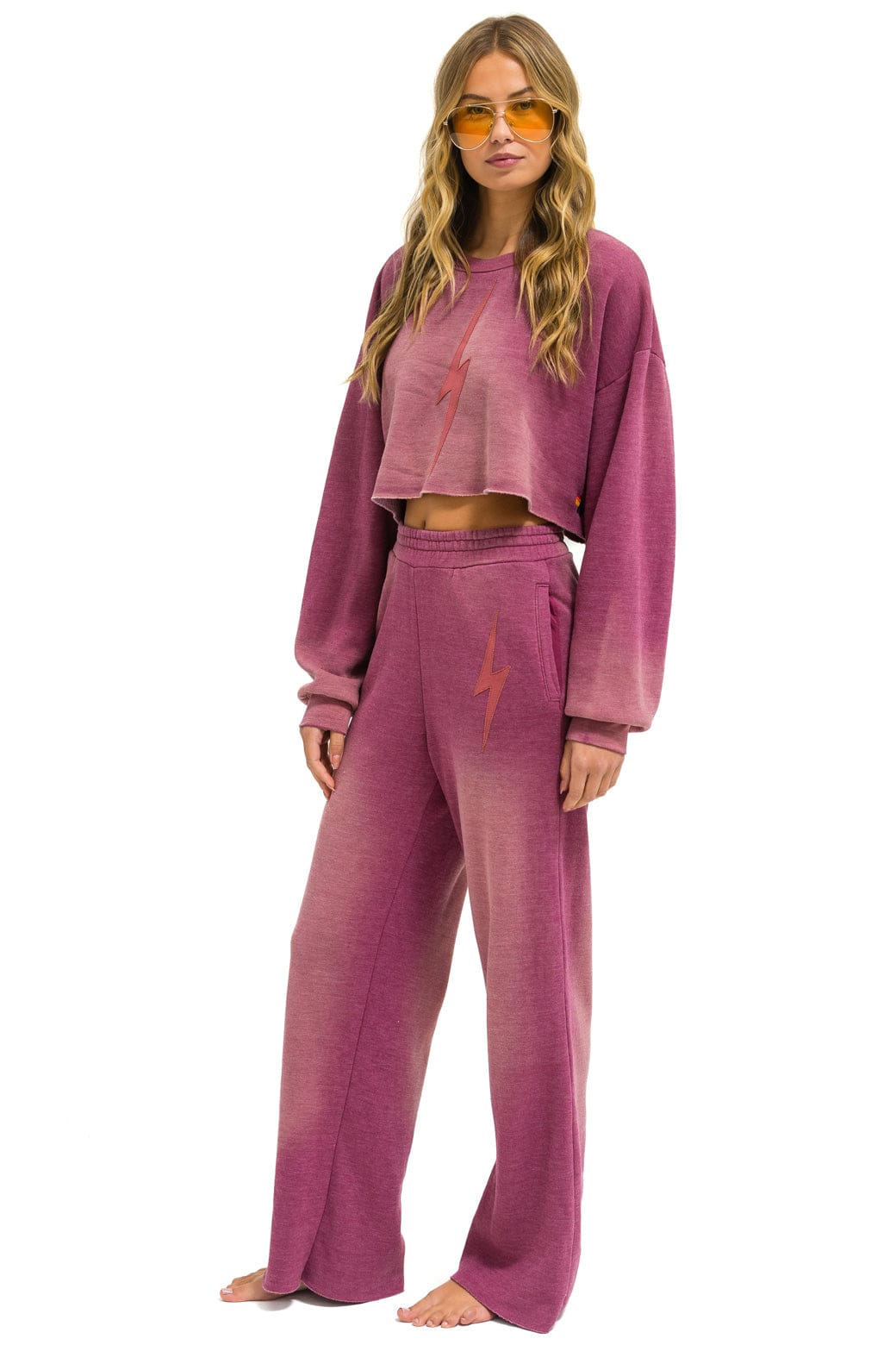 BOLT STITCH WIDE LEG POCKET SWEATPANTS - FADED BERRY - Image 7