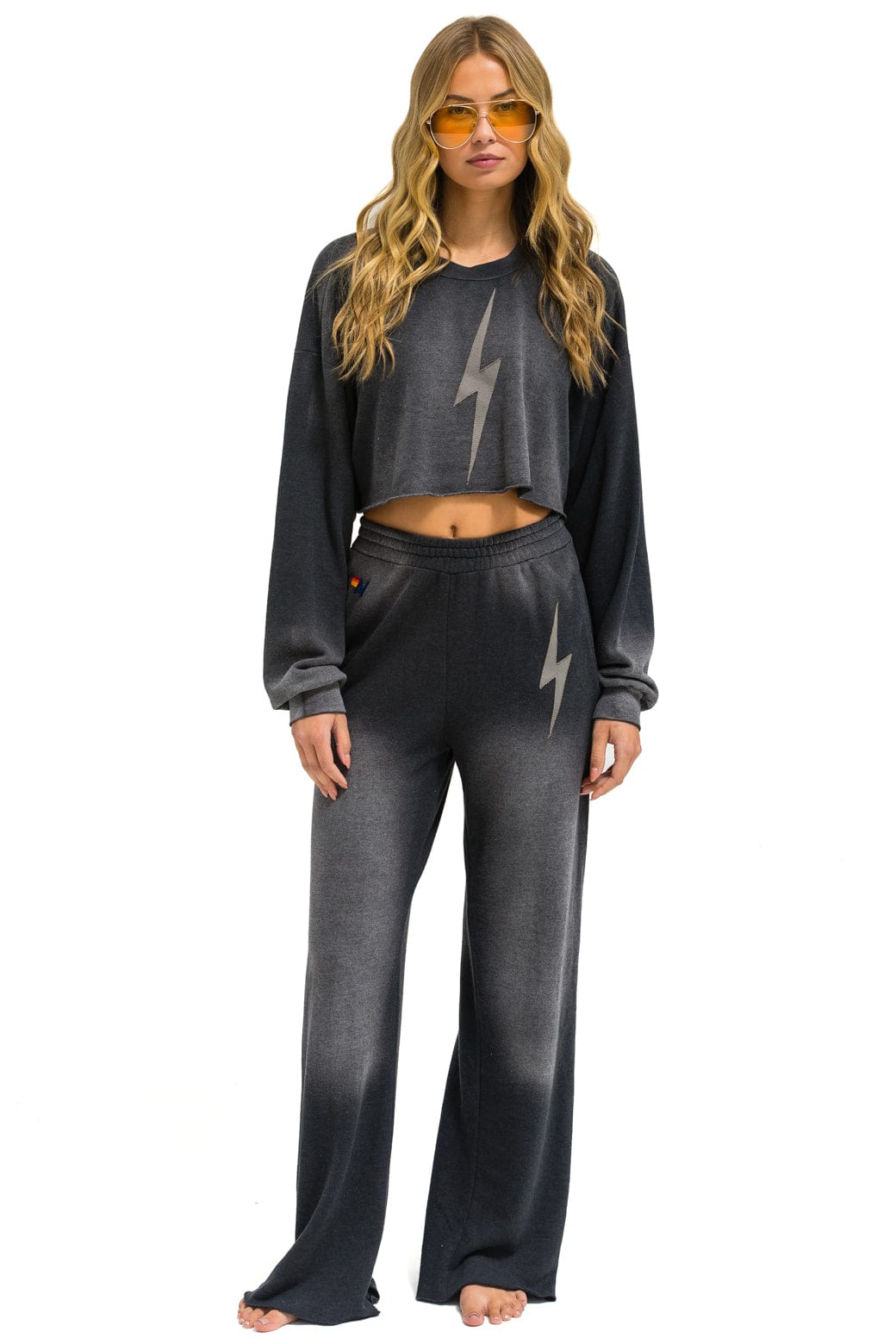 BOLT STITCH WIDE LEG POCKET SWEATPANTS - FADED SMOKE - Image 5
