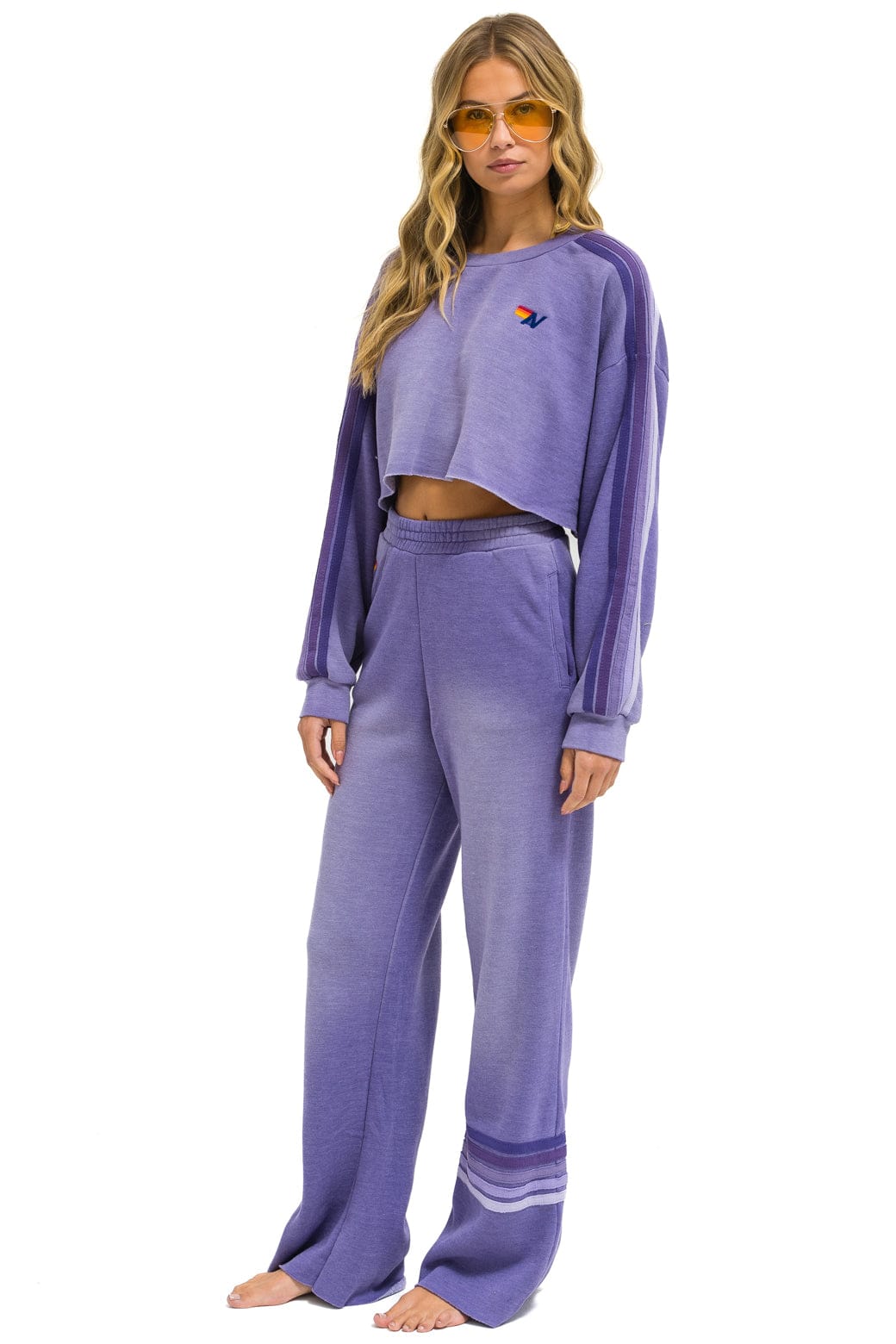 RUGBY STITCH WIDE LEG POCKET SWEATPANTS - FADED GRAPE - Image 6