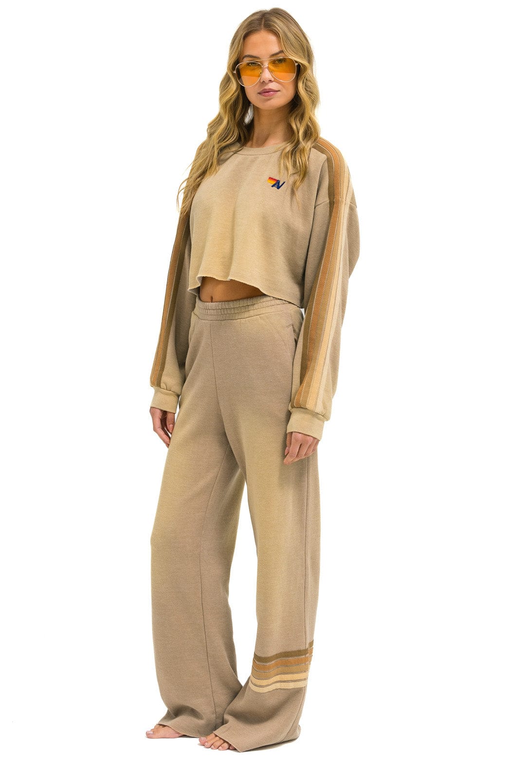 RUGBY STITCH WIDE LEG POCKET SWEATPANTS - FADED TAN - Image 6