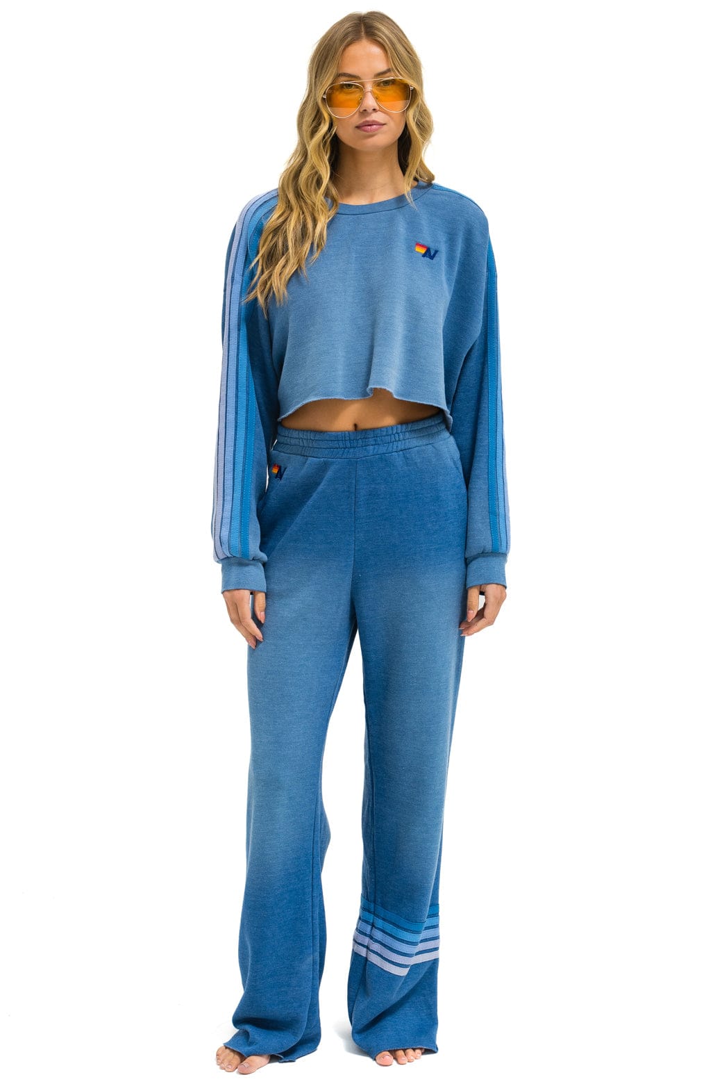 CLASSIC STRIPE CROPPED CREW SWEATSHIRT RELAXED - FADED WATER - Image 5