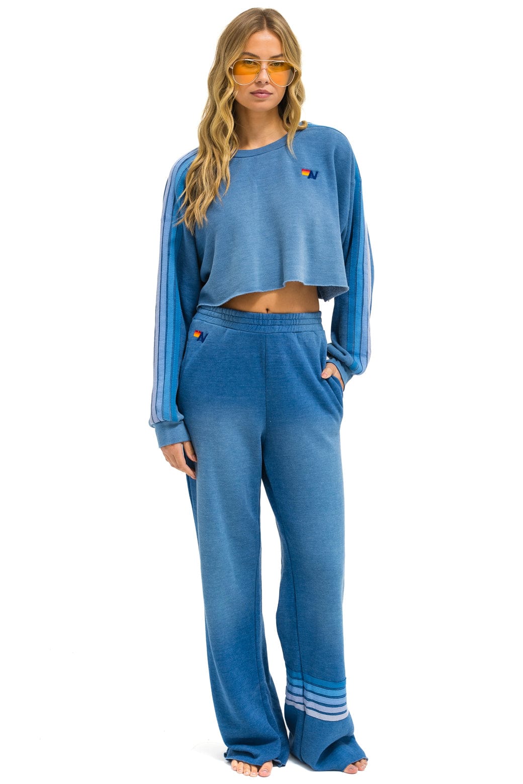 CLASSIC STRIPE CROPPED CREW SWEATSHIRT RELAXED - FADED WATER - Image 6