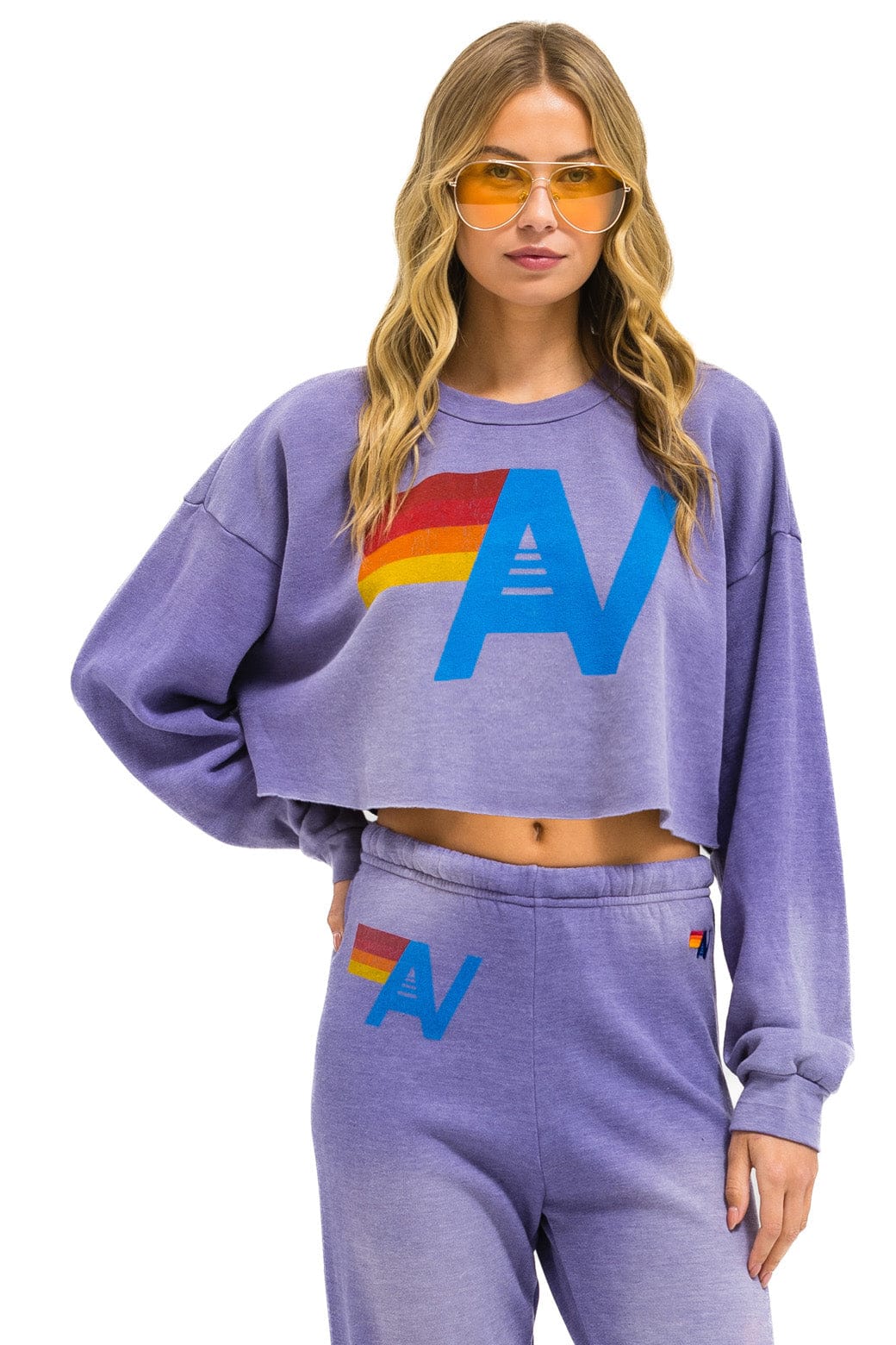 VINTAGE LOGO CROPPED CREW SWEATSHIRT RELAXED - FADED GRAPE - Image 2