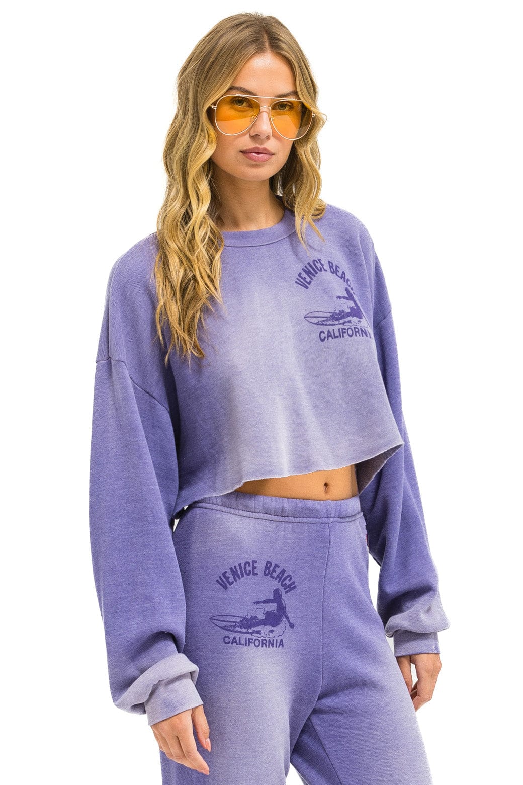 VENICE SURFER CROPPED CREW SWEATSHIRT RELAXED - FADED GRAPE - Image 2