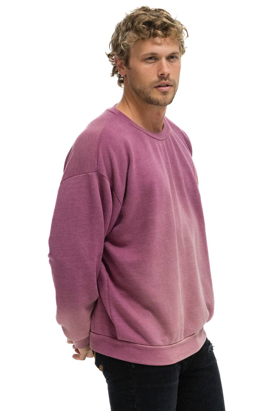 BOLT STITCH 2 RELAXED CREW SWEATSHIRT - FADED BERRY - Image 6