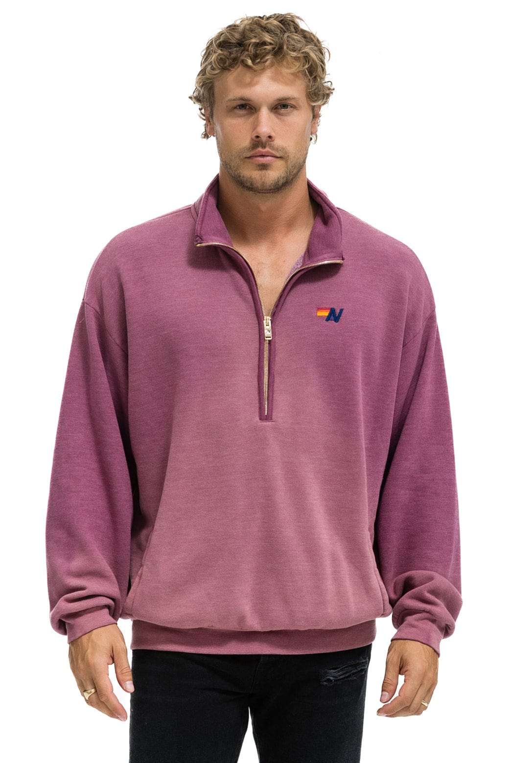 ESSENTIAL HALF ZIP RELAXED SWEATSHIRT - FADED BERRY - Image 2