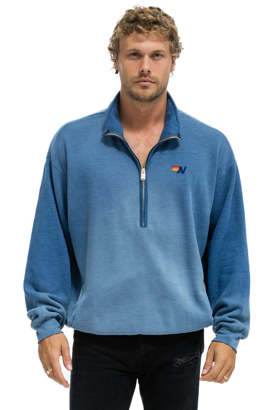 ESSENTIAL HALF ZIP RELAXED SWEATSHIRT - FADED WATER - Image 2
