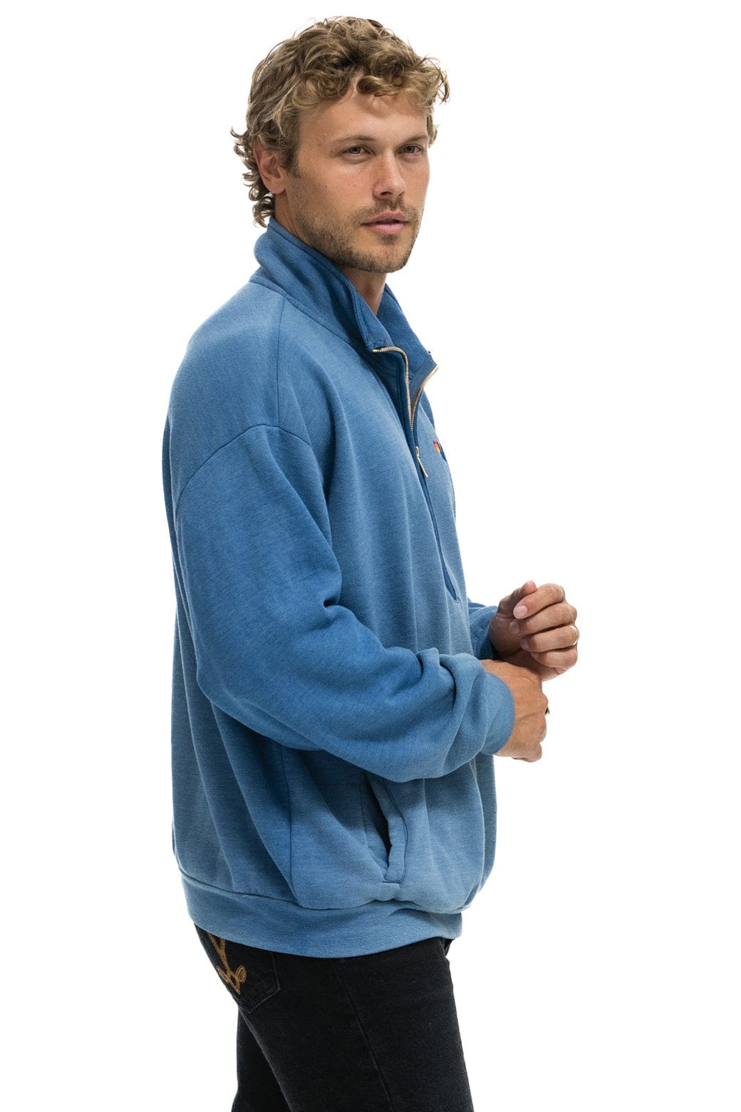 ESSENTIAL HALF ZIP RELAXED SWEATSHIRT - FADED WATER - Image 6