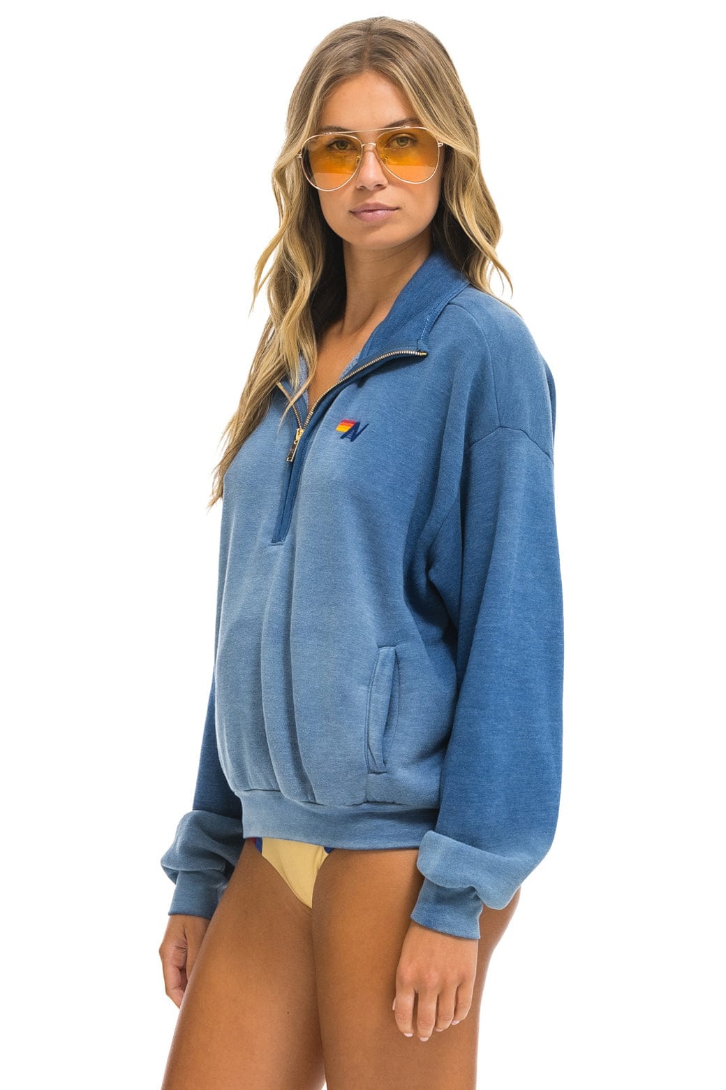 ESSENTIAL HALF ZIP RELAXED SWEATSHIRT - FADED WATER - Image 5