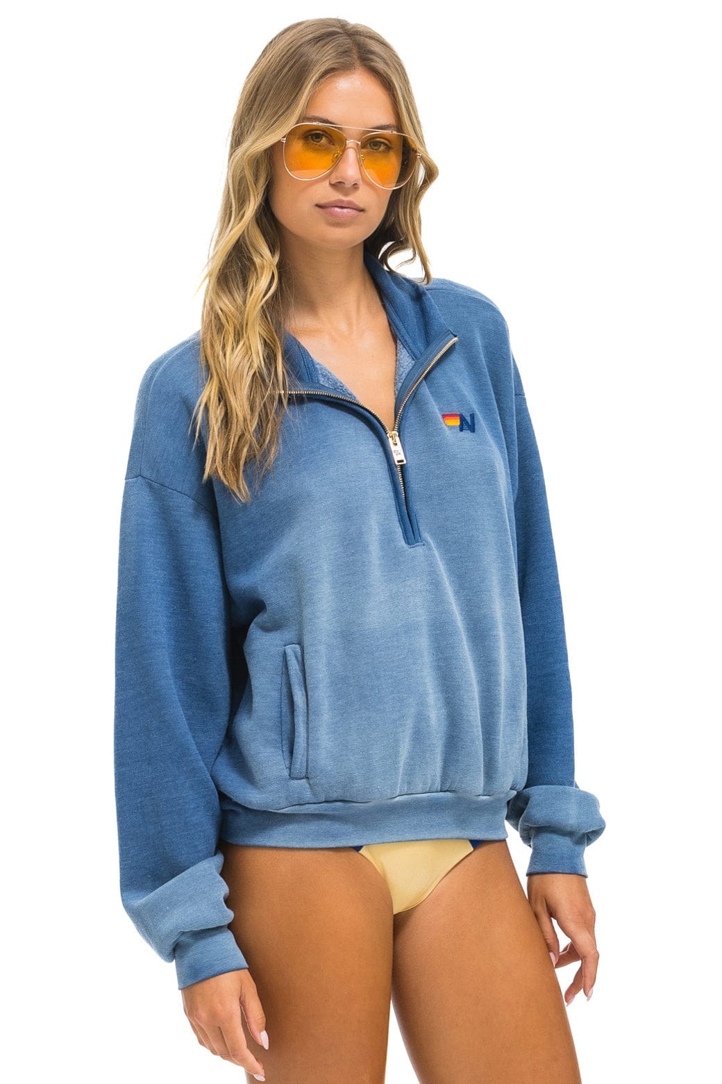 ESSENTIAL HALF ZIP RELAXED SWEATSHIRT - FADED WATER - Image 3