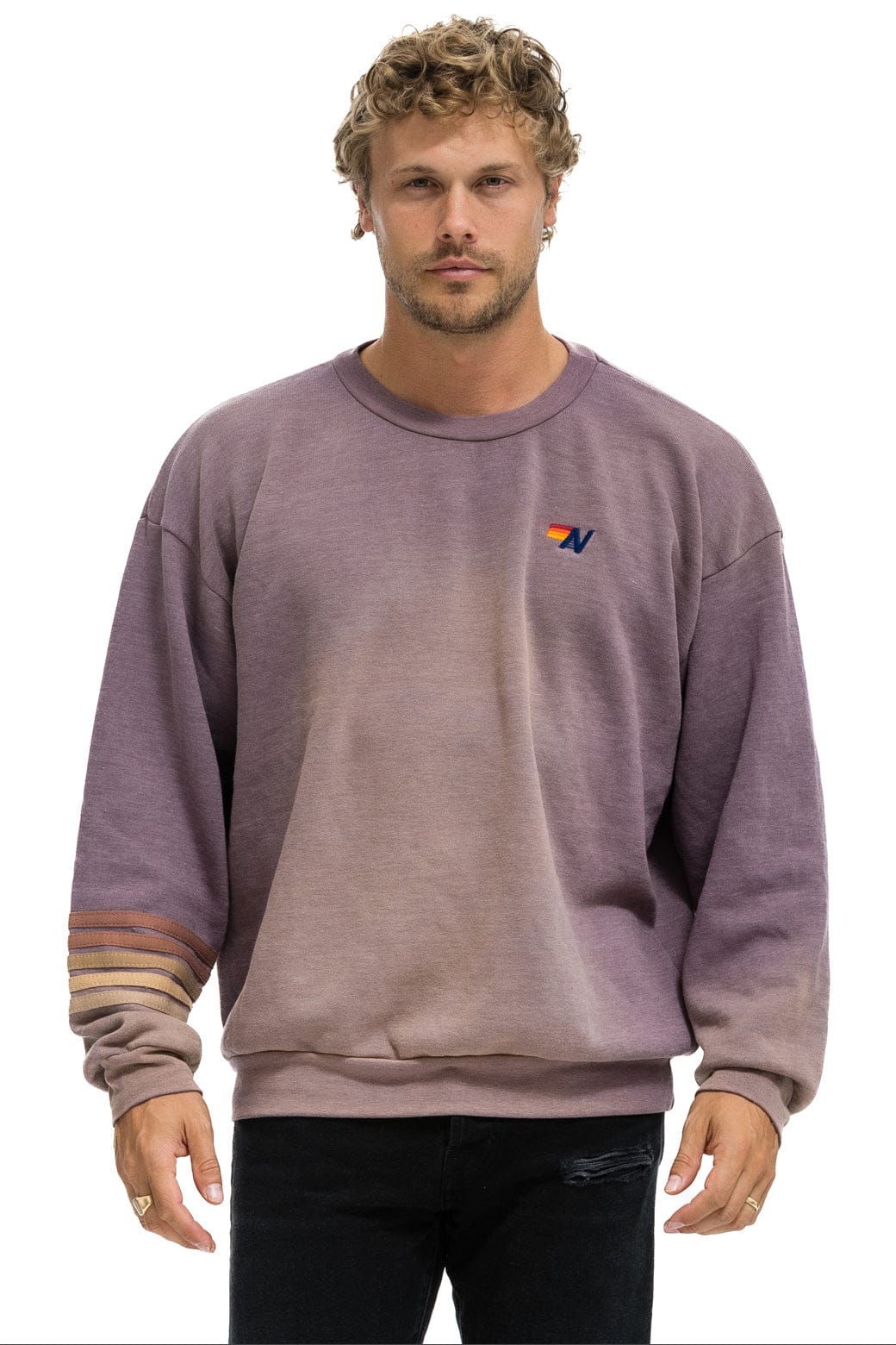 RUGBY STITCH RELAXED CREW SWEATSHIRT - FADED MOCHA - Image 2
