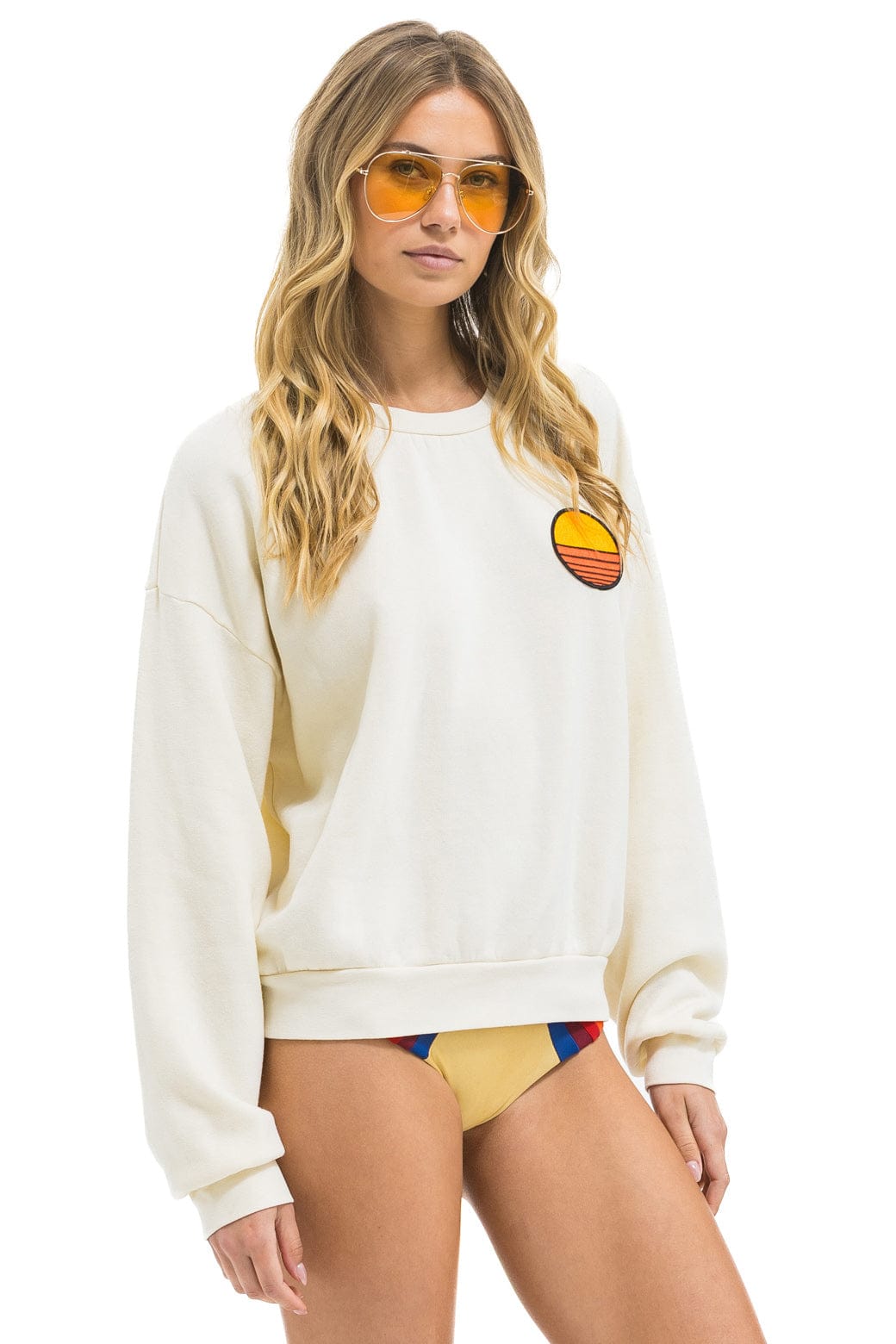 SUNSET PATCH RELAXED CREW SWEATSHIRT - VINTAGE WHITE - Image 5
