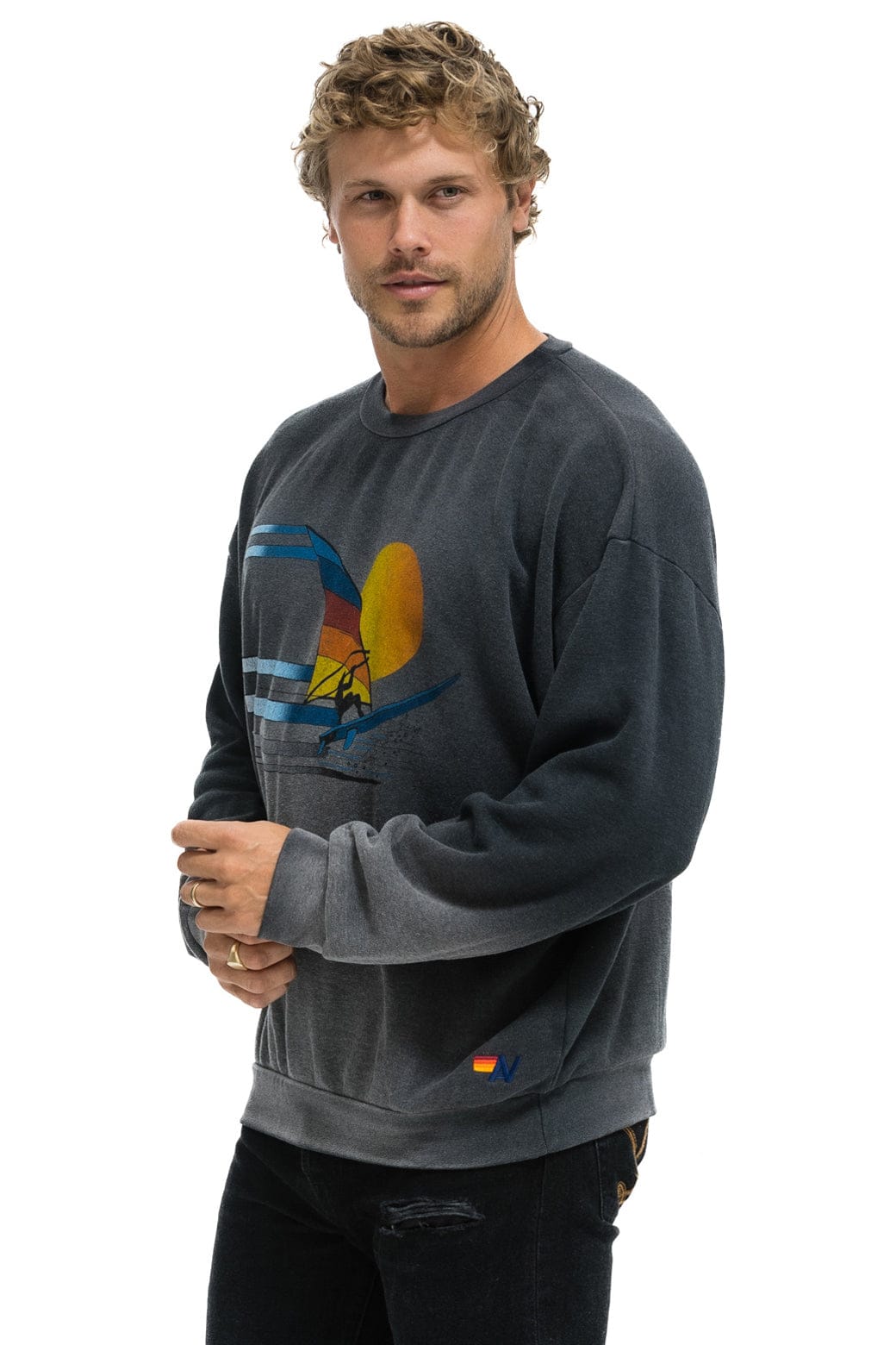 WINDSURF JUMP RELAXED CREW SWEATSHIRT - FADED SMOKE - Image 4