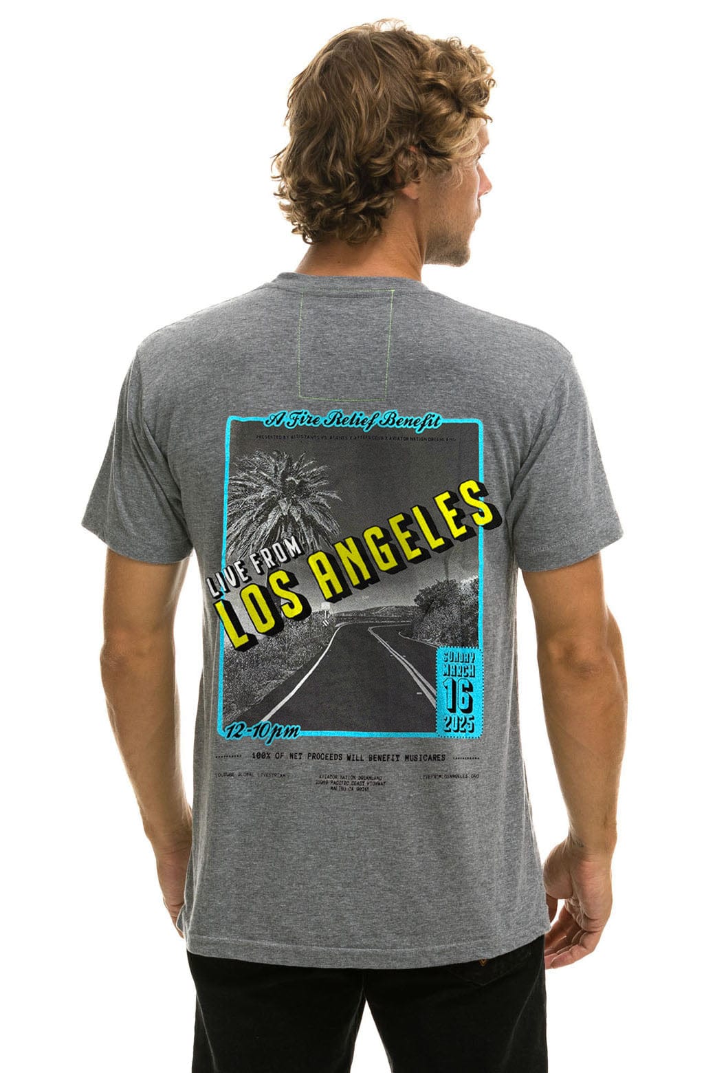 DREAMLAND LA FIRES BENEFIT CREW TEE - HEATHER GREY - Image 2