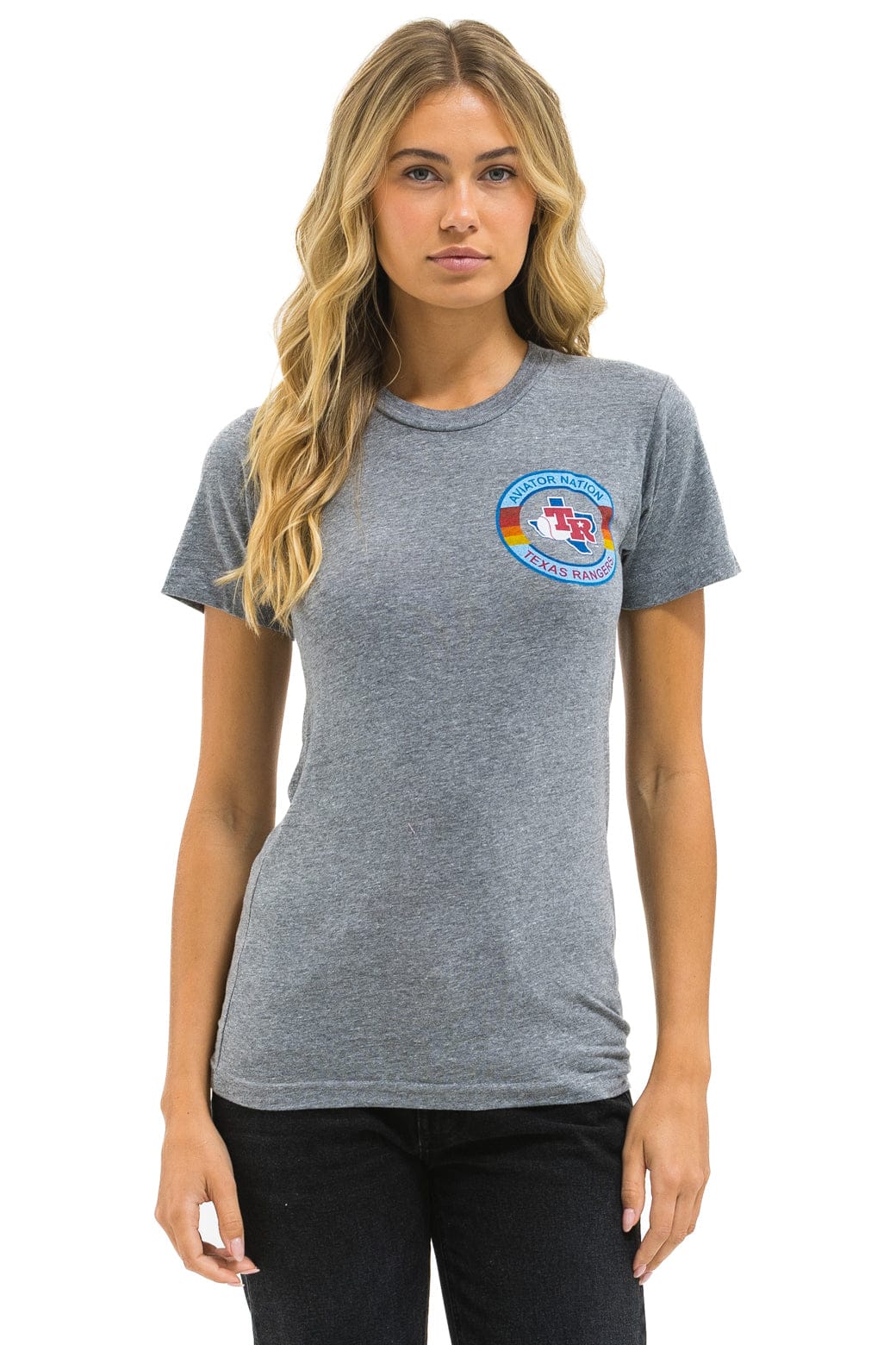 TEXAS RANGERS UNISEX CREW TEE - HEATHER GREY - Image 2