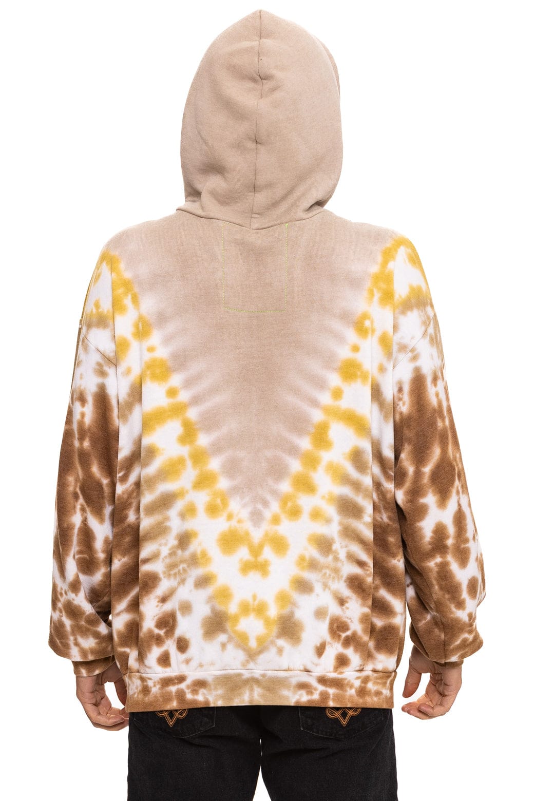 HAND DYED V RELAXED PULLOVER HOODIE - TIE DYE SAND // CINNAMON - Image 10