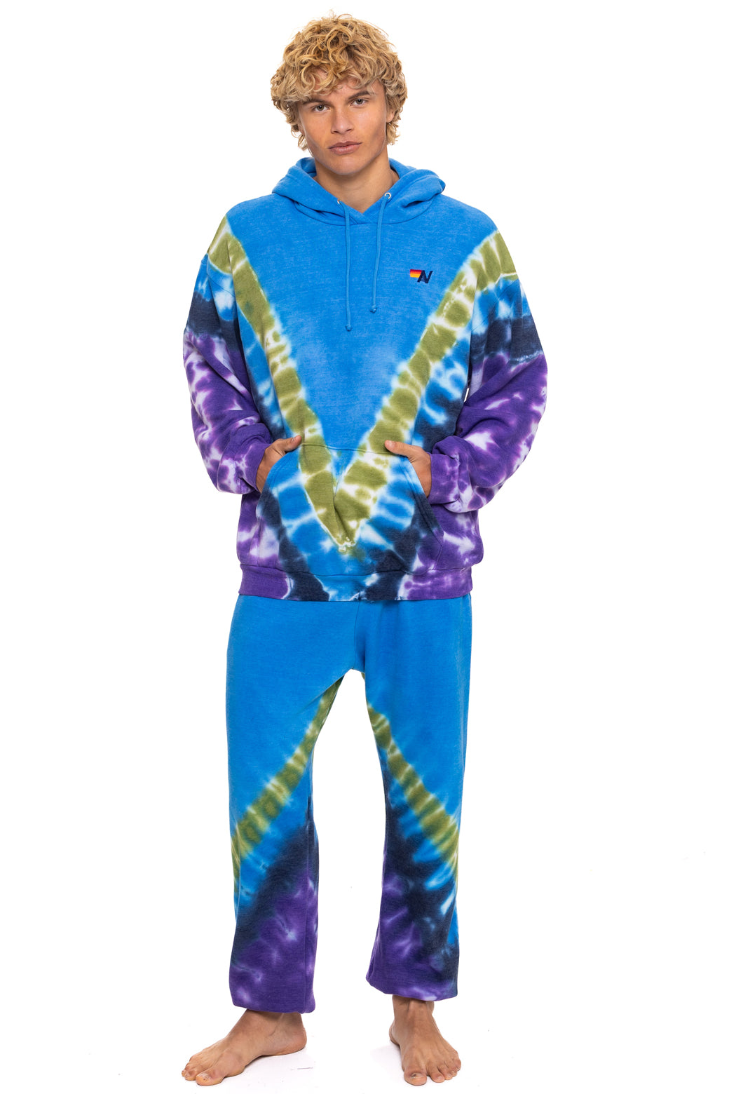 HAND DYED V SWEATPANTS - TIE DYE OCEAN // PURPLE - Image 2