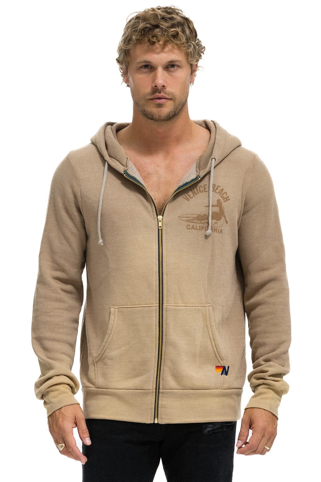 VENICE SURFER ZIP HOODIE - FADED TAN - Image 4