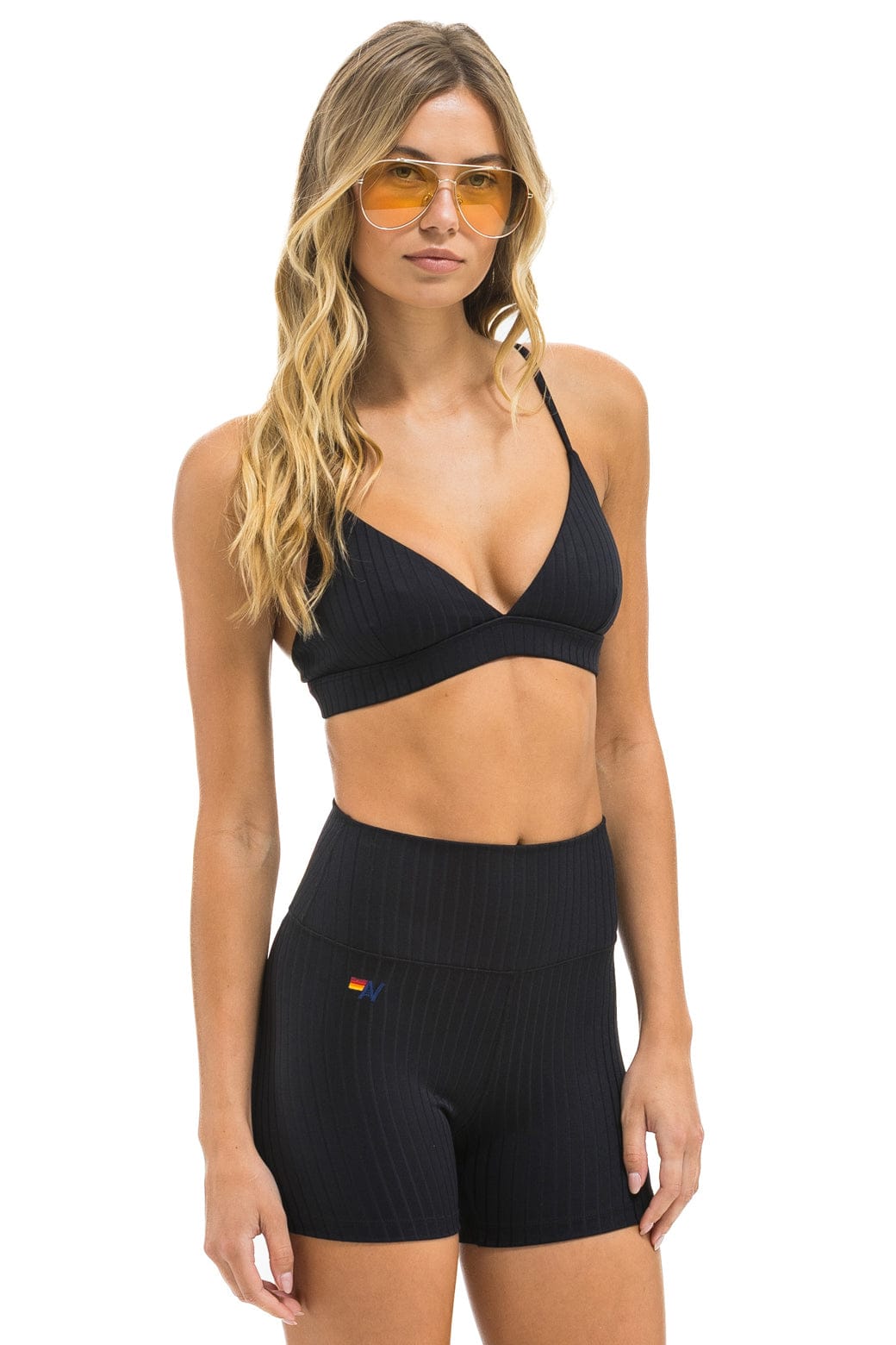 WIDE RIB 4IN HI-RISE BIKER SHORT - BLACK - Image 3
