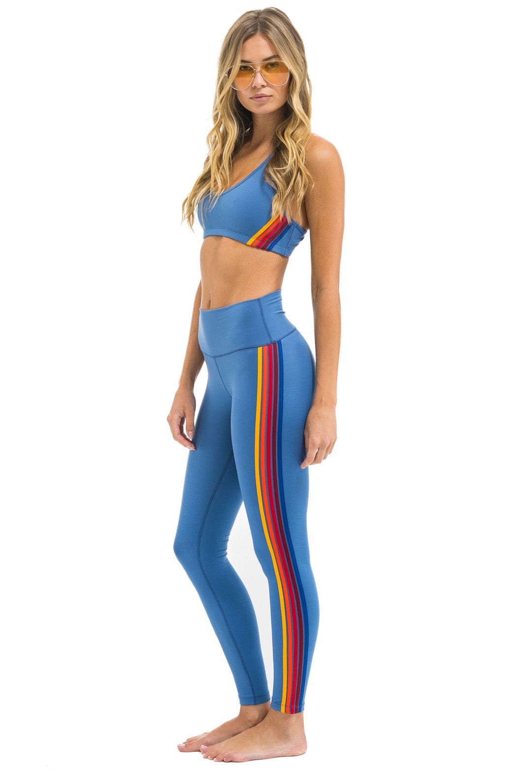 FULL LENGTH HI-RISE 5 STRIPE LEGGINGS - DUSTY BLUE - Image 3
