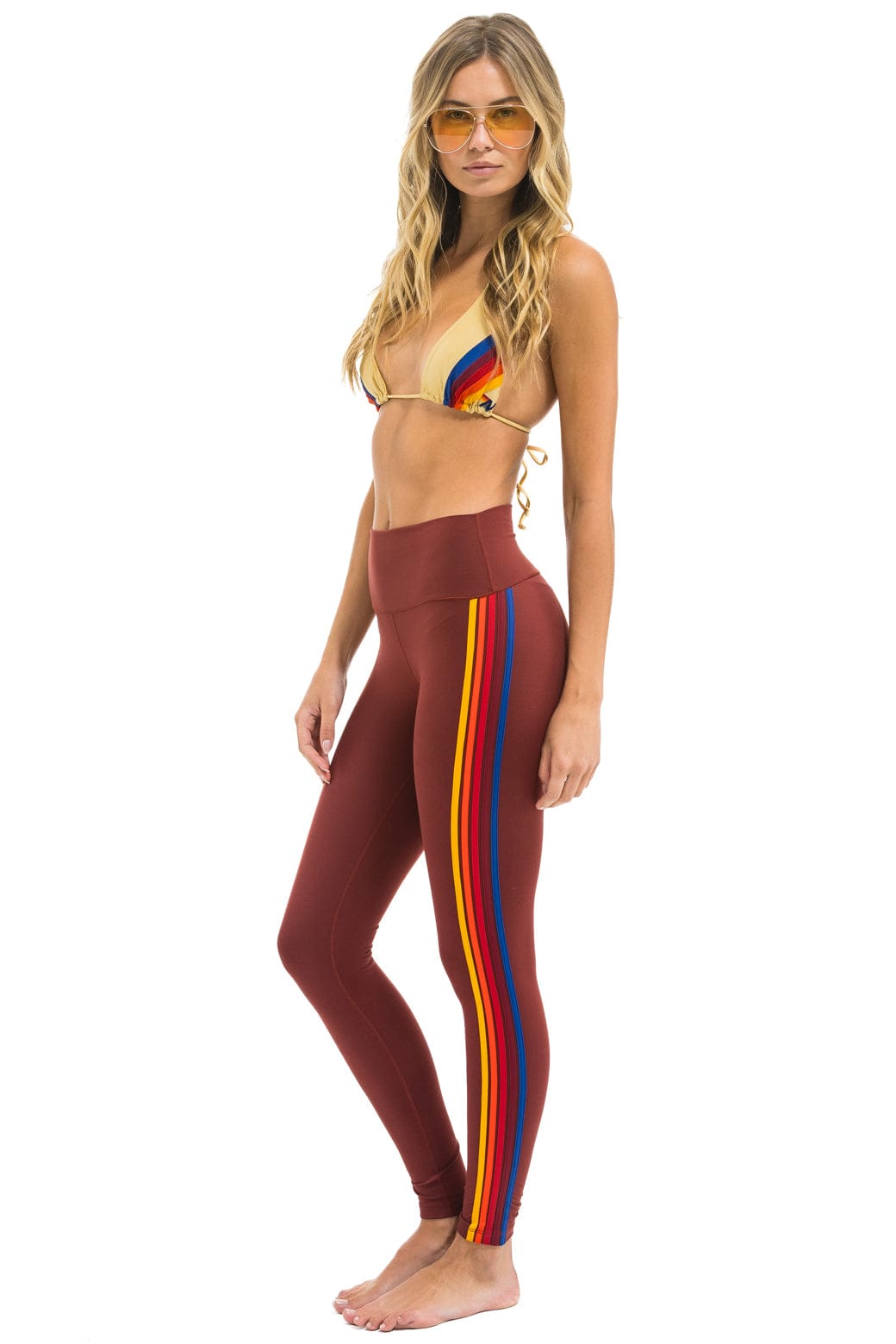 FULL LENGTH HI-RISE 5 STRIPE LEGGINGS - BRICK - Image 6