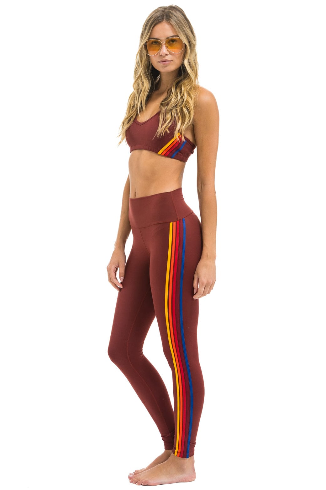 FULL LENGTH HI-RISE 5 STRIPE LEGGINGS - BRICK - Image 3