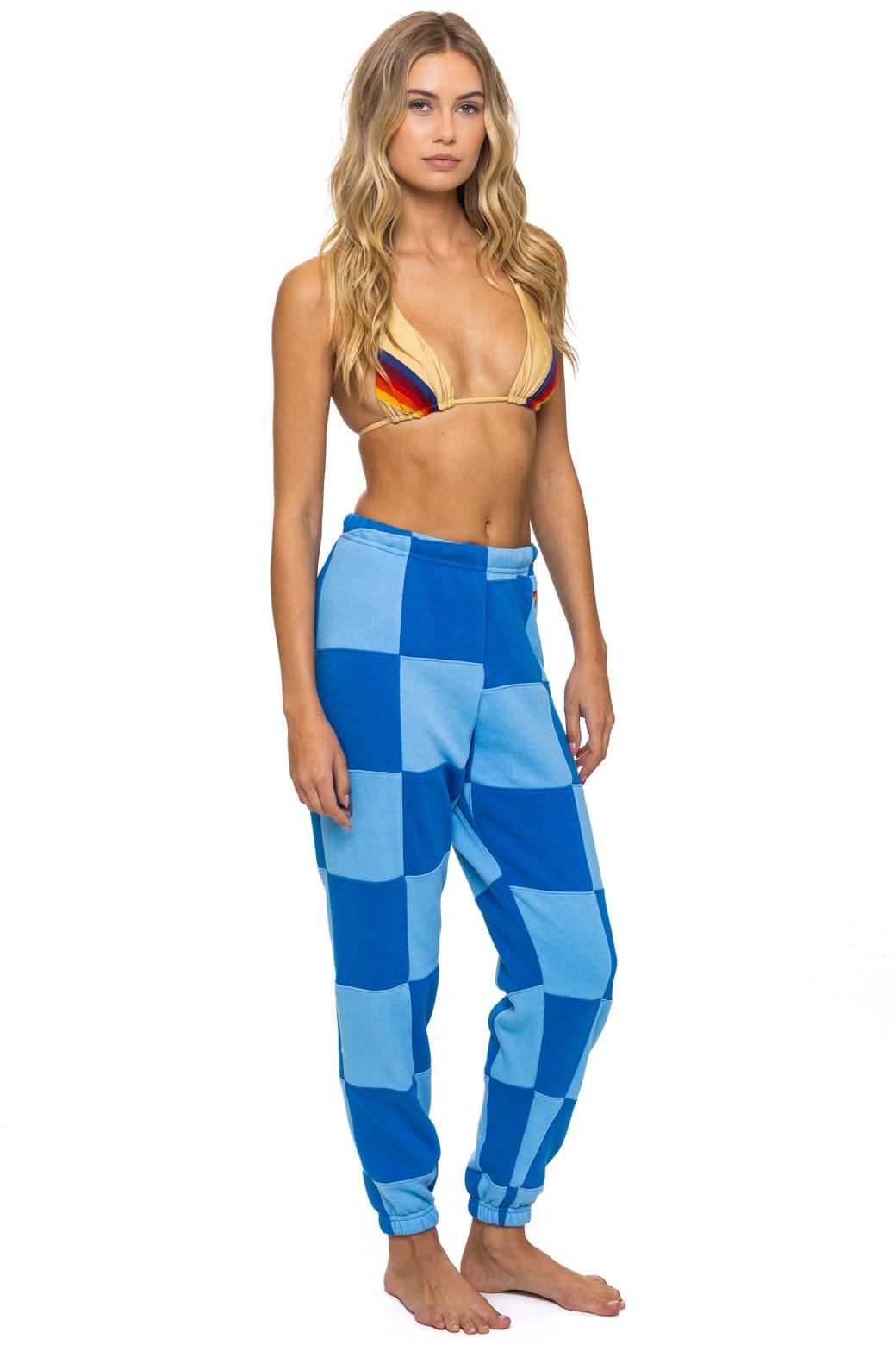 CHECK QUILTED SWEATPANTS - SKY // ADVENTURE BLUE - Image 2