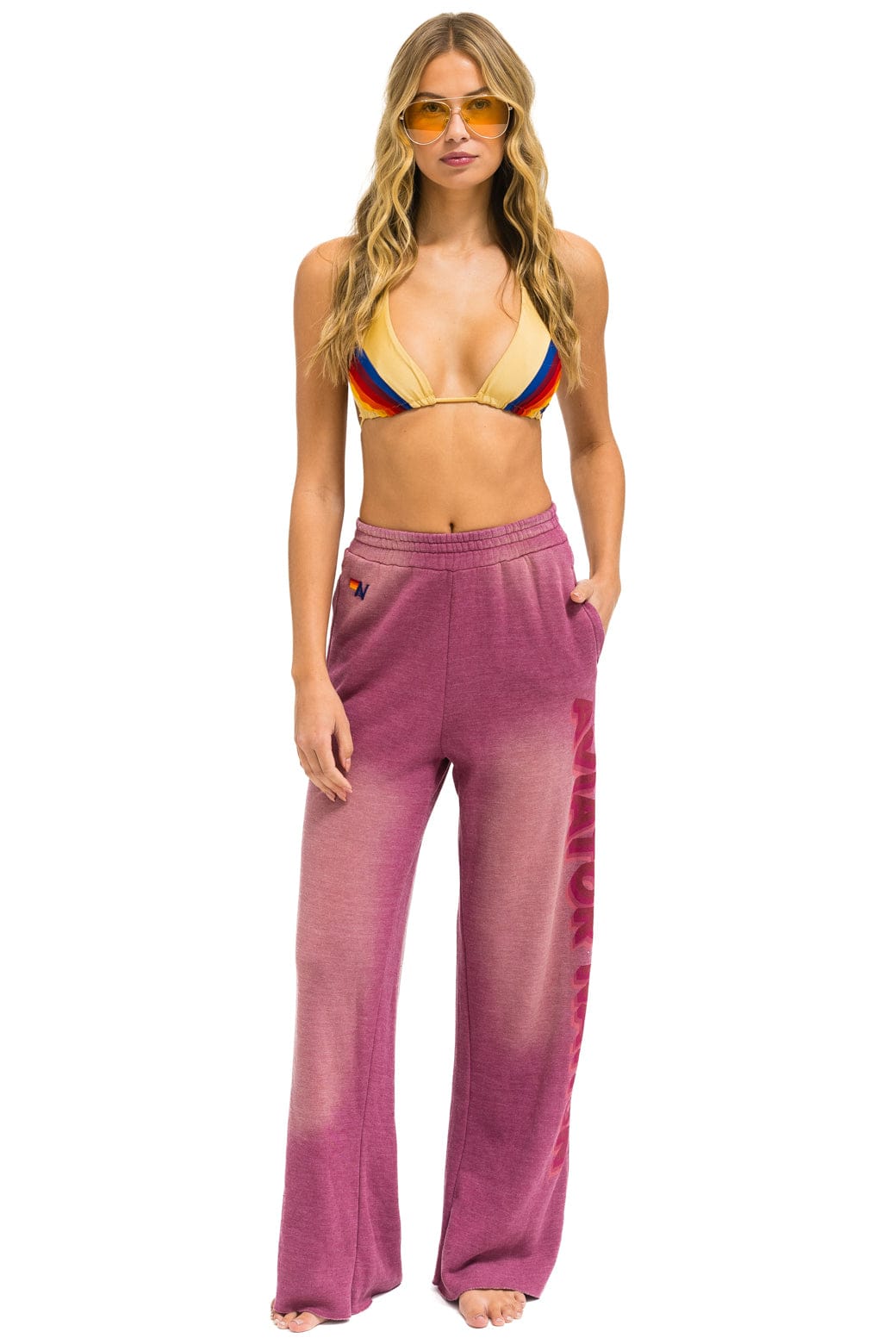 AN 3D WIDE LEG POCKET SWEATPANTS - FADED BERRY - Image 2