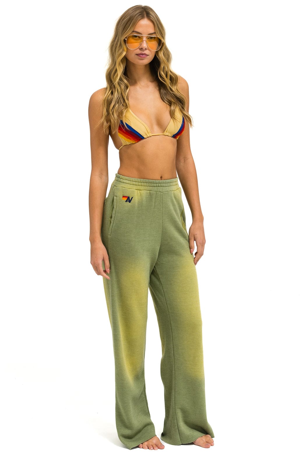 BOLT STITCH WIDE LEG POCKET SWEATPANTS - FADED ARMY - Image 4