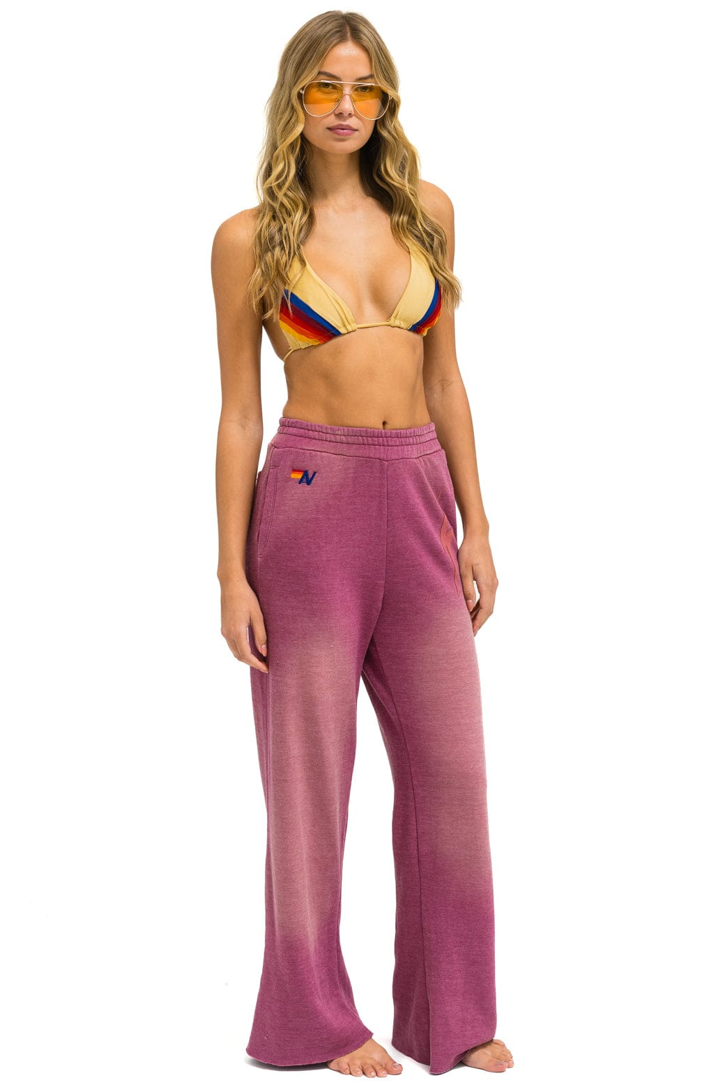 BOLT STITCH WIDE LEG POCKET SWEATPANTS - FADED BERRY - Image 4