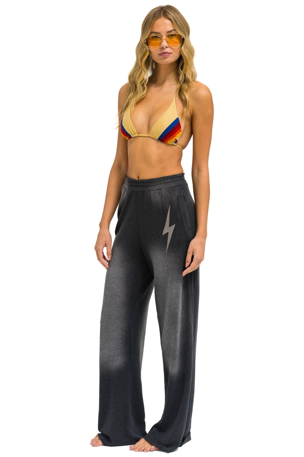 BOLT STITCH WIDE LEG POCKET SWEATPANTS - FADED SMOKE - Image 2