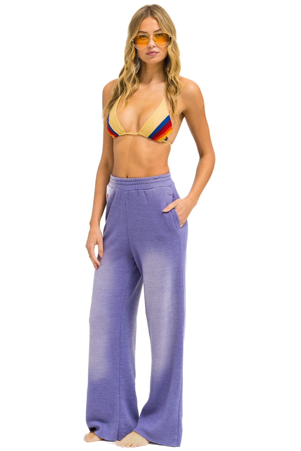 ESSENTIAL WIDE LEG POCKET SWEATPANTS - FADED GRAPE - Image 4