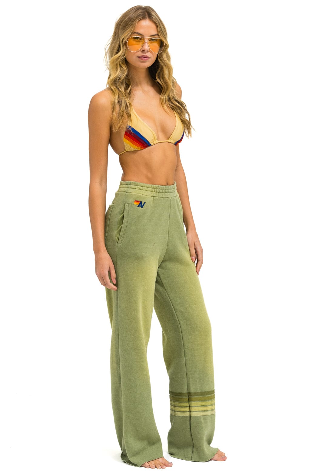 RUGBY STITCH WIDE LEG POCKET SWEATPANTS - FADED ARMY - Image 3