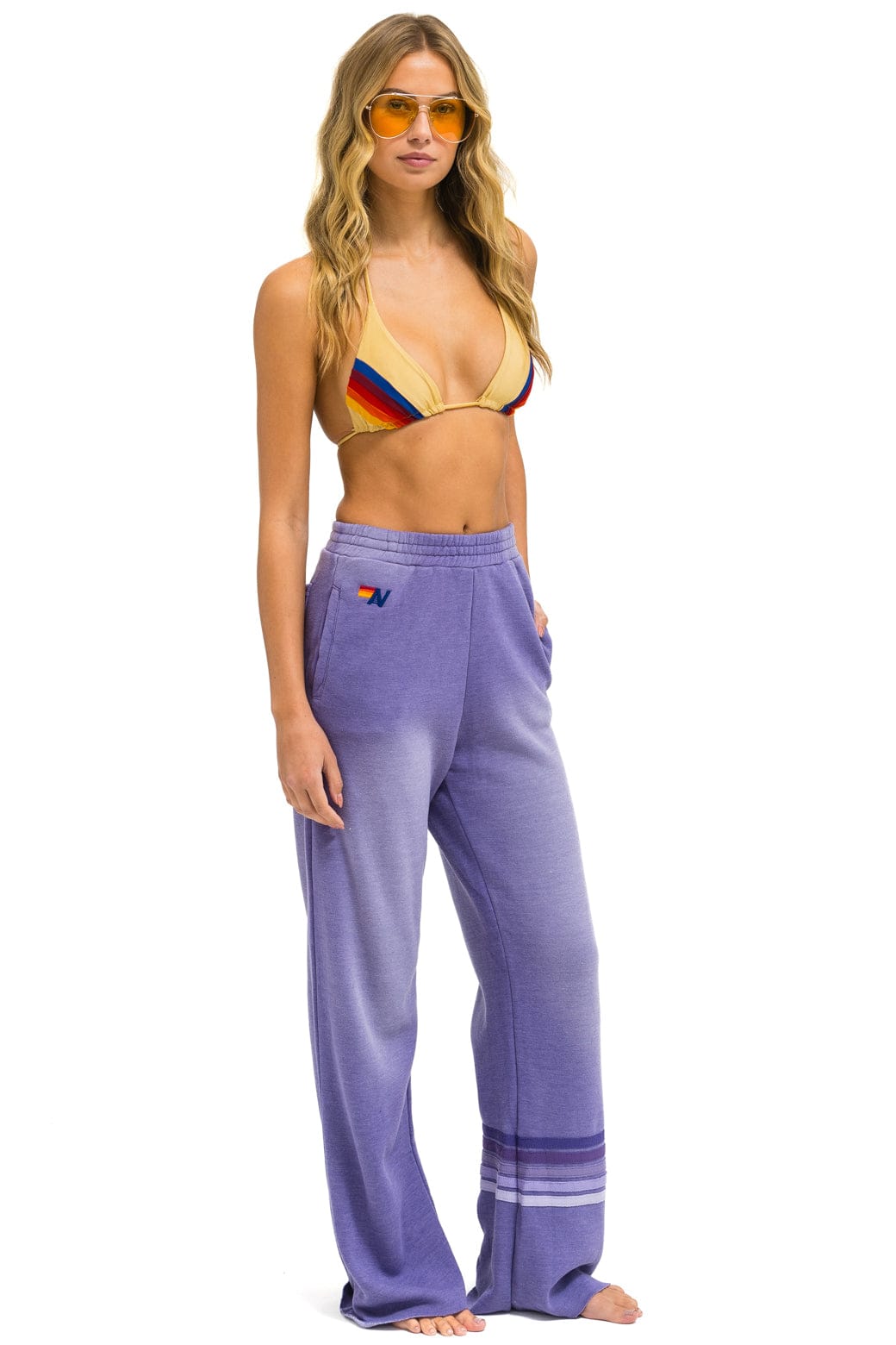 RUGBY STITCH WIDE LEG POCKET SWEATPANTS - FADED GRAPE - Image 3