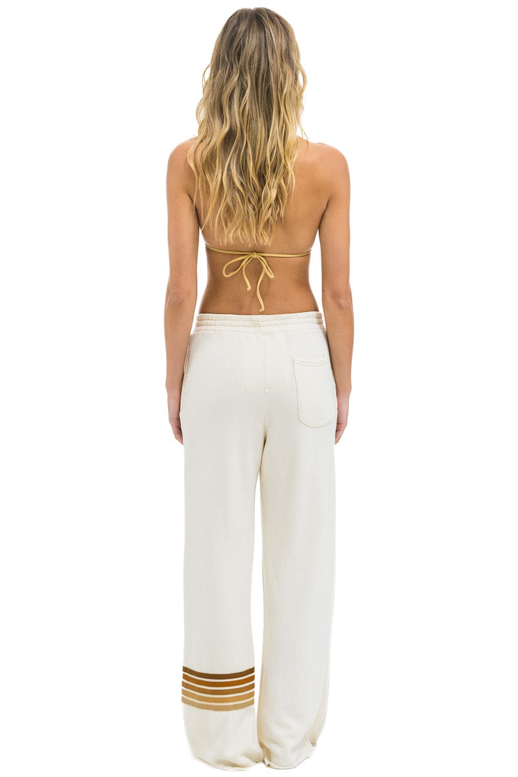 RUGBY STITCH WIDE LEG POCKET SWEATPANTS - VINTAGE WHITE // BROWN - Image 5