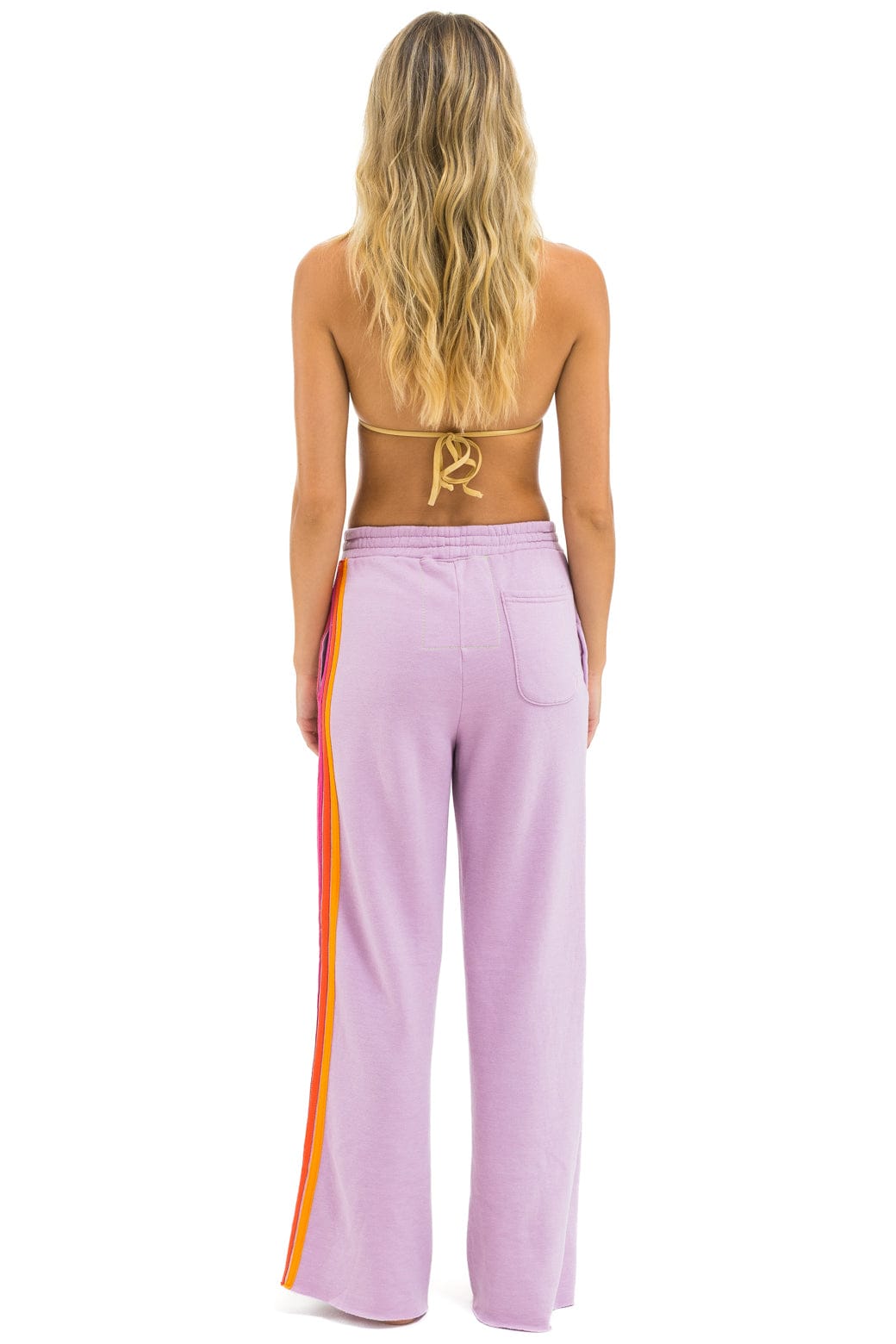 5 STRIPE WIDE LEG POCKET SWEATPANTS - MAUVE // MAGENTA // ORANGE - Image 4