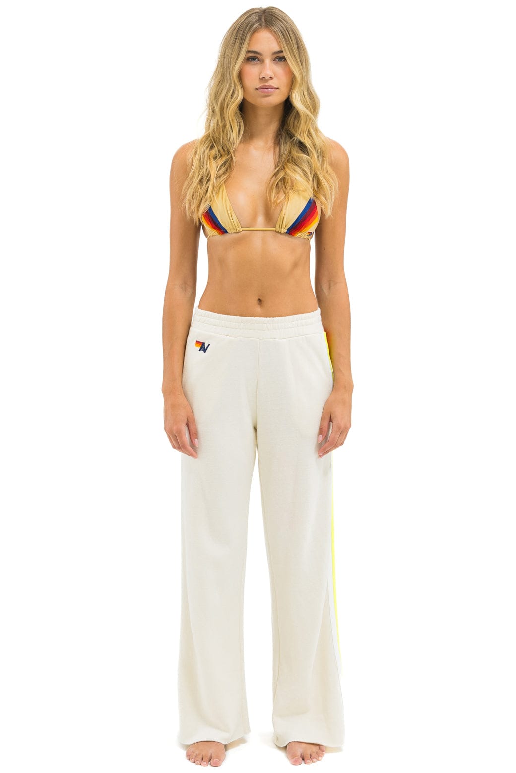 5 STRIPE WIDE LEG POCKET SWEATPANTS - VINTAGE WHITE // WHITE NEON - Image 4