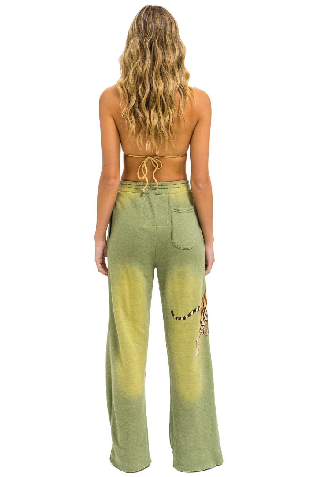 TIGER WIDE LEG POCKET SWEATPANTS - FADED ARMY - Image 3