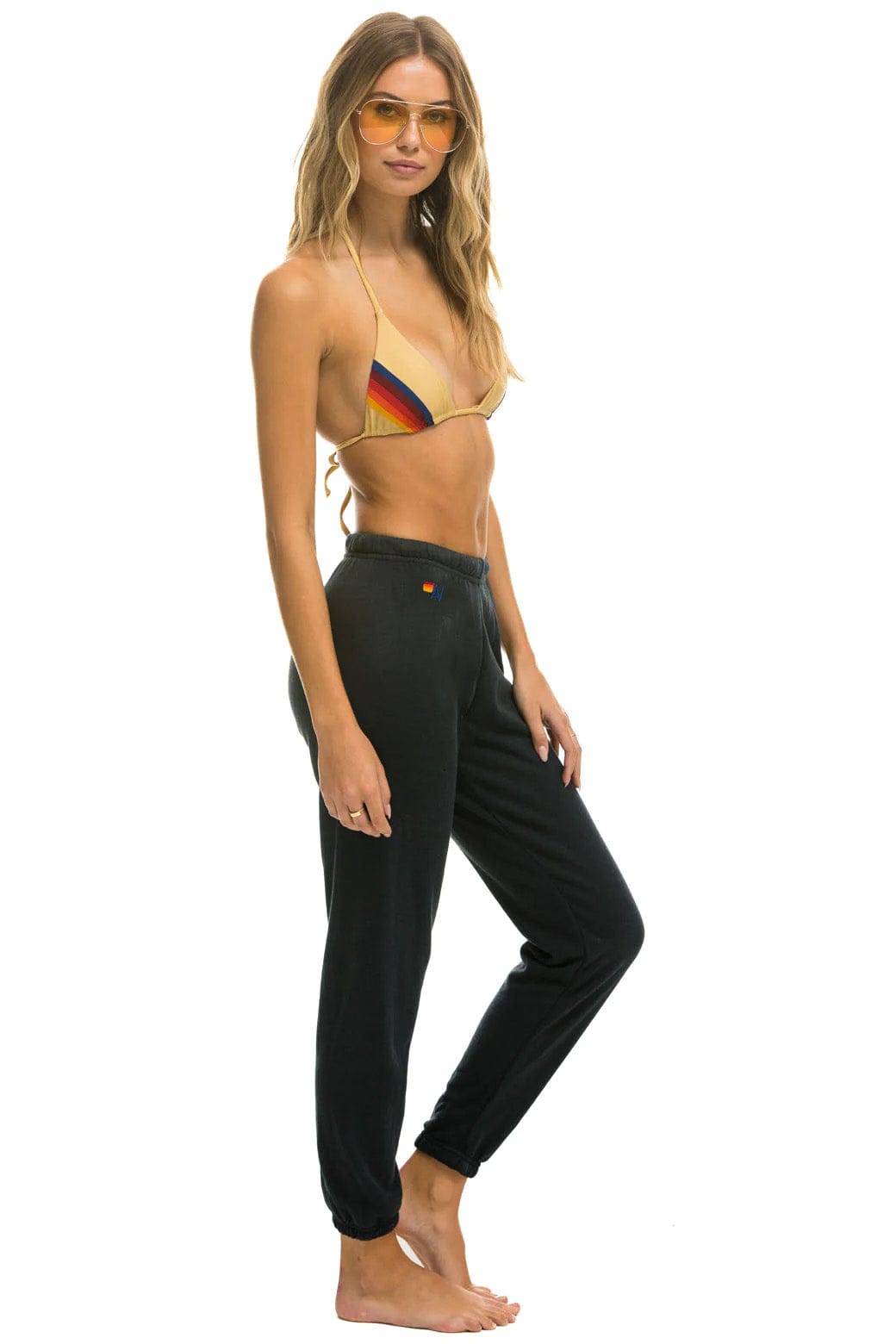 5 STRIPE SWEATPANTS - CHARCOAL // RAINBOW WHITE - Image 3